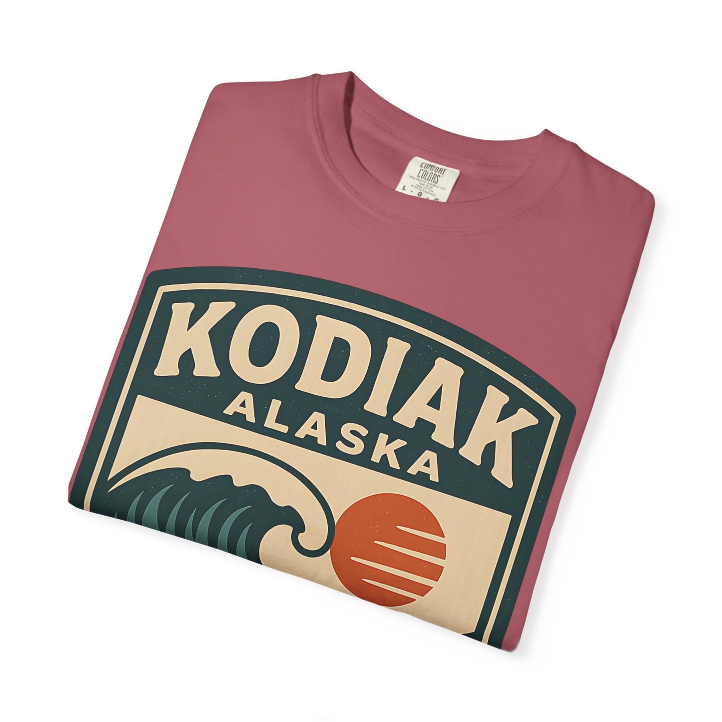 Vintage Kodiak Alaska Surfing T-Shirt – Garment-Dyed Heavyweight 100% Cotton Short Sleeve Tee - Retro Surf Design