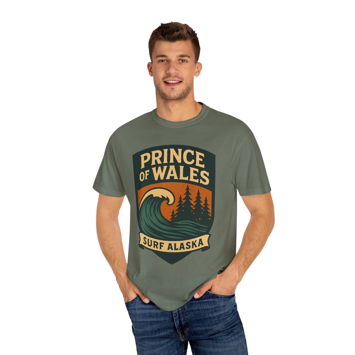 Prince of Wales Alaska Surf T-Shirt | Cold-Water Surf Scene Graphic Tee | Eco-Friendly Unisex Shirt