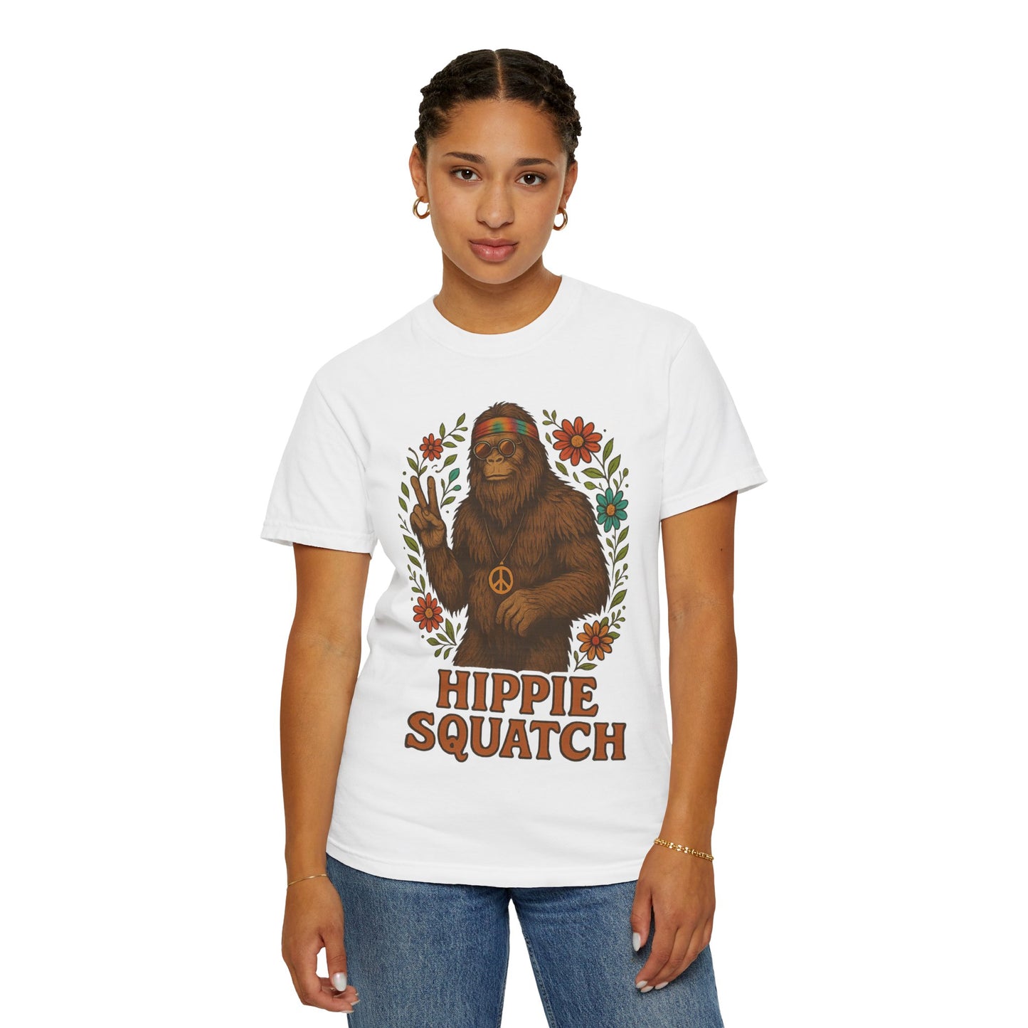 Hippie Sasquatch T-Shirt, Vintage Unisex Tee, Bohemian Style Top - Bigfoot Comfort Colors 1717