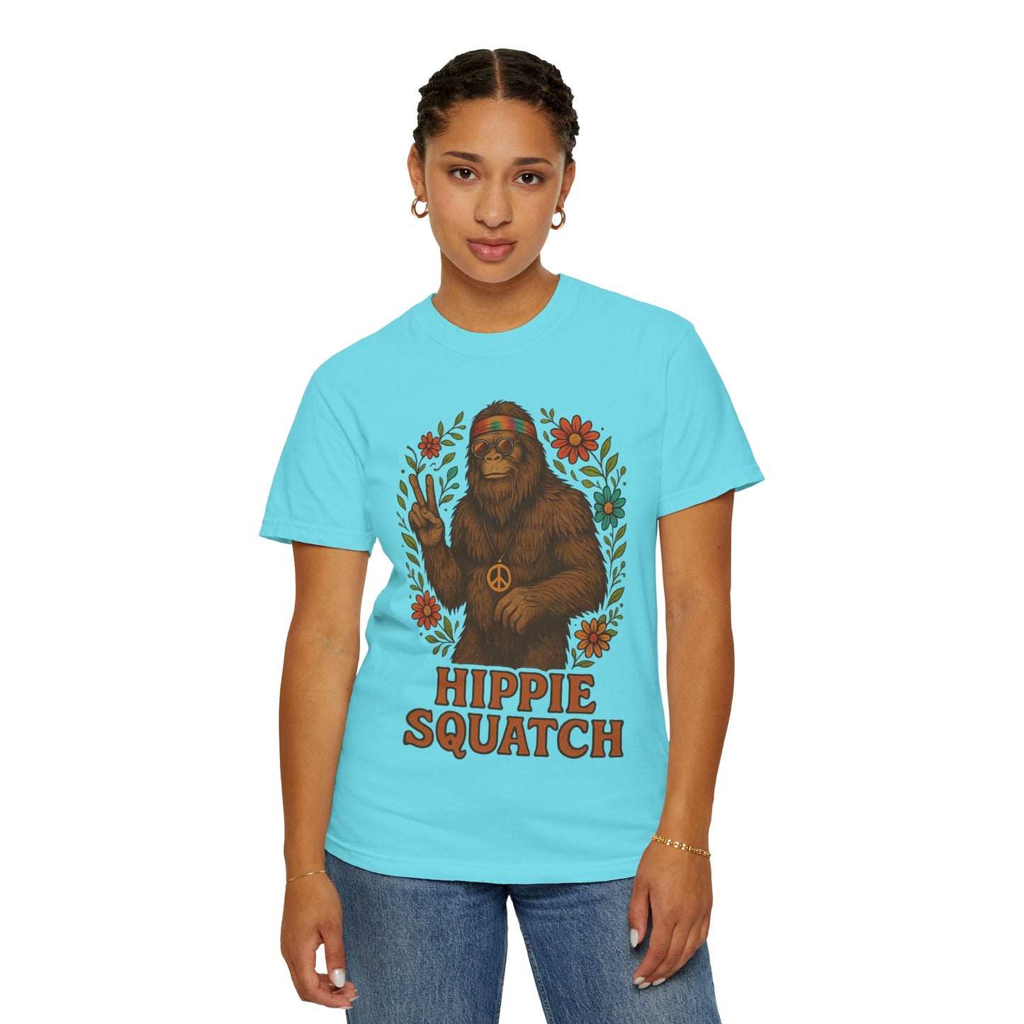 Hippie Sasquatch T-Shirt, Vintage Unisex Tee, Bohemian Style Top - Bigfoot Comfort Colors 1717