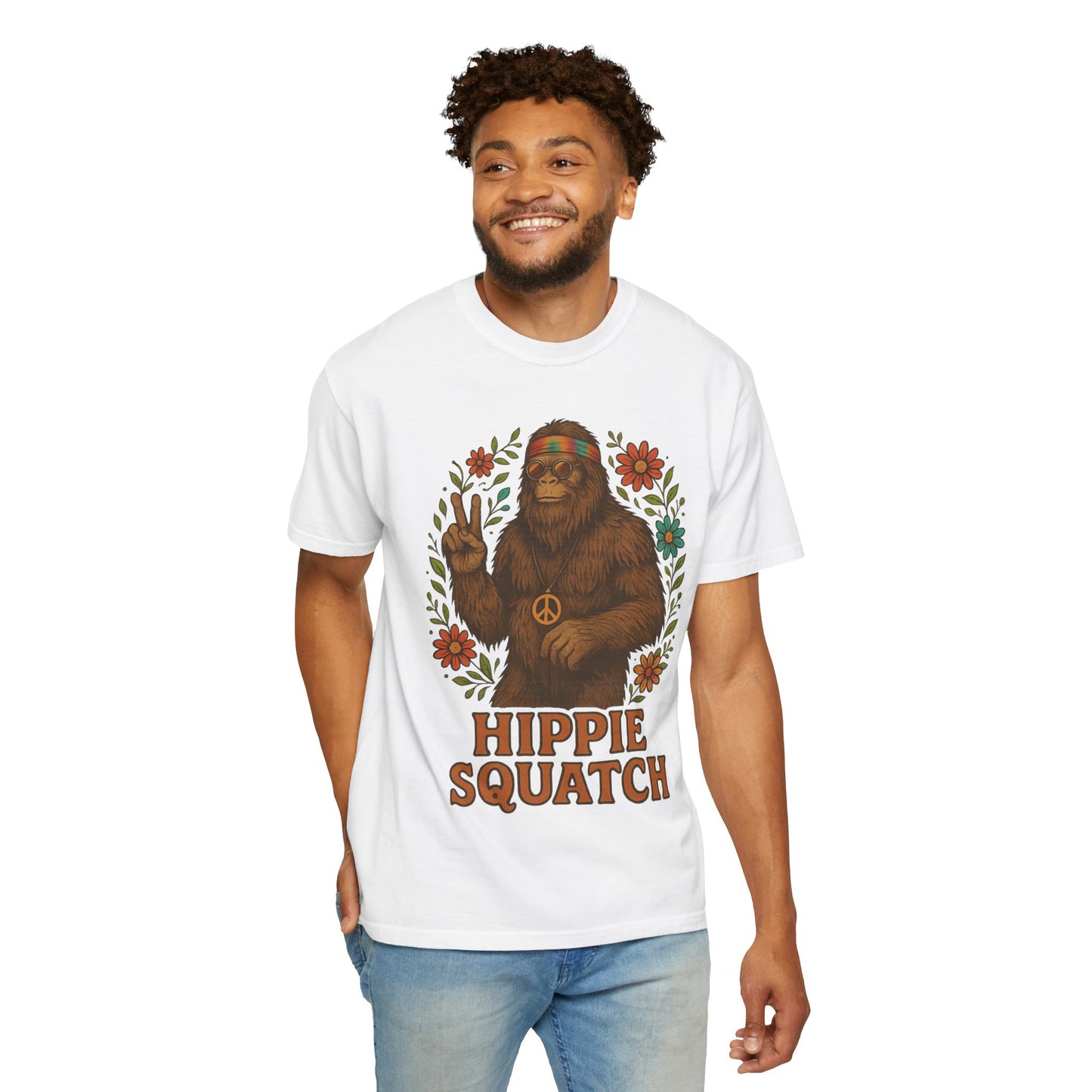 Hippie Sasquatch T-Shirt, Vintage Unisex Tee, Bohemian Style Top - Bigfoot Comfort Colors 1717