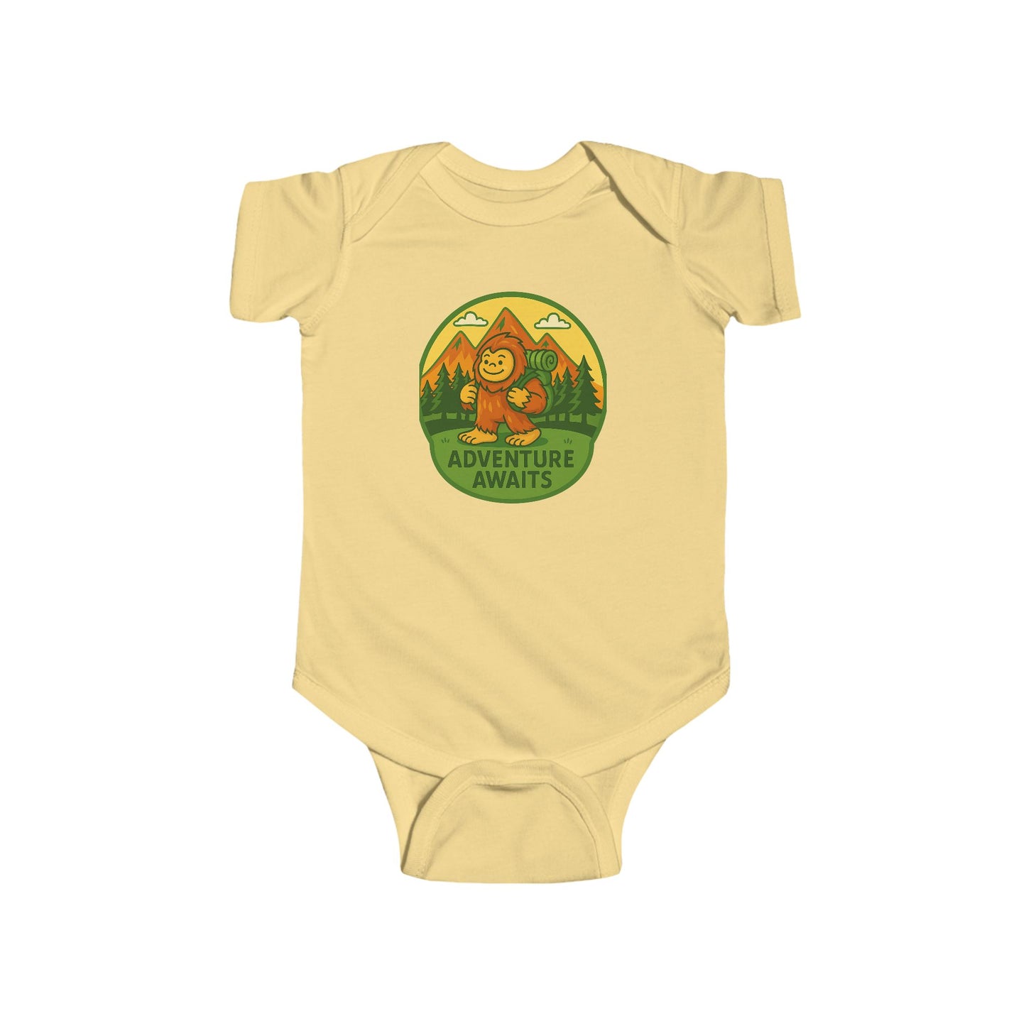 Adventure Awaits Baby Bodysuit, Sasquatch / Bigfoot Enthusiast 100% Cotton for Lil Squatch