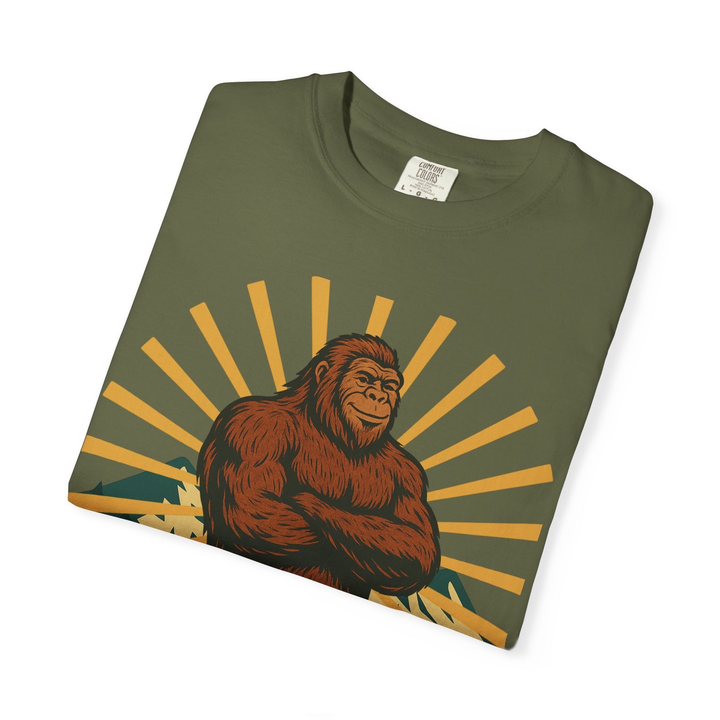 Bigfoot Energy T-Shirt - Retro Bigfoot Enthusiast Tee - Outdoor Adventure Sasquatch Shirt - Unisex Garment-Dyed