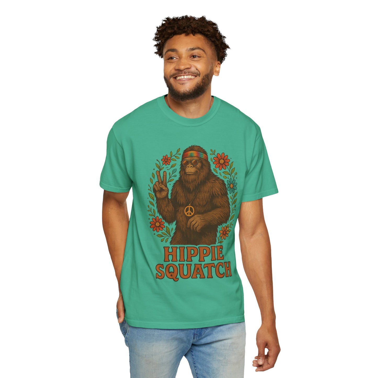 Hippie Sasquatch T-Shirt, Vintage Unisex Tee, Bohemian Style Top - Bigfoot Comfort Colors 1717