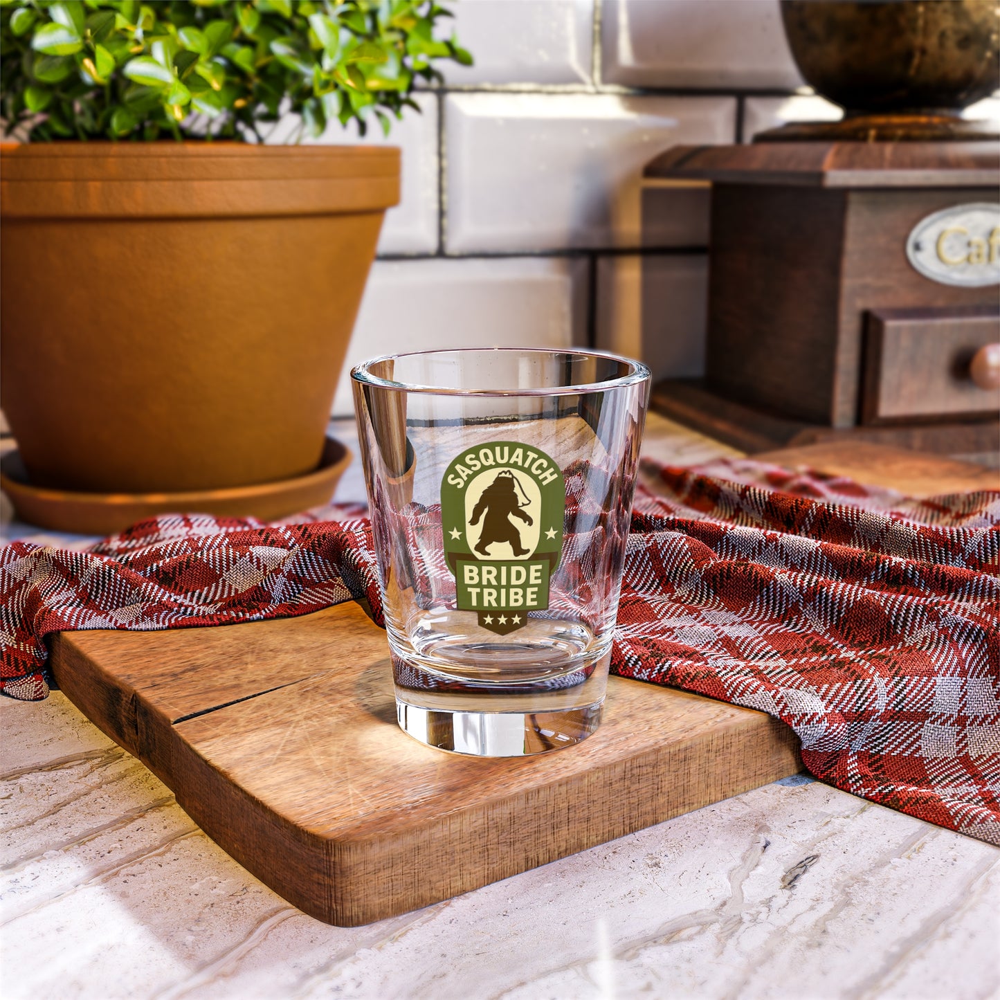 Sasquatch Bride Tribe Shot Glass, Fun Bachelorette Party Favor, Unique Wedding Keepsake, Bridal Shower Gift, Bigfoot Lover Drinkware