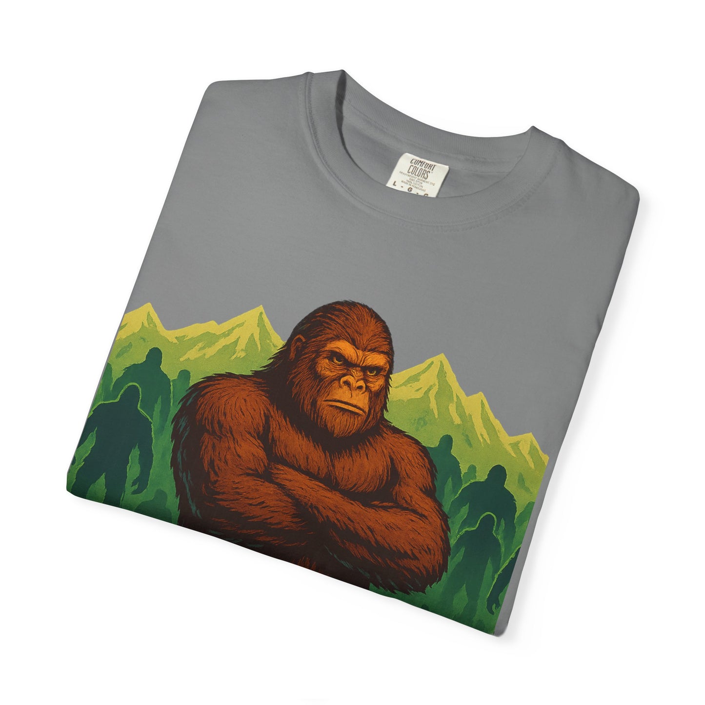 Bigfoot Battalion T-Shirt for Sasquatch Enthusiasts | Mountain Shadow Graphic Tee | Eco-Friendly Unisex Shirt
