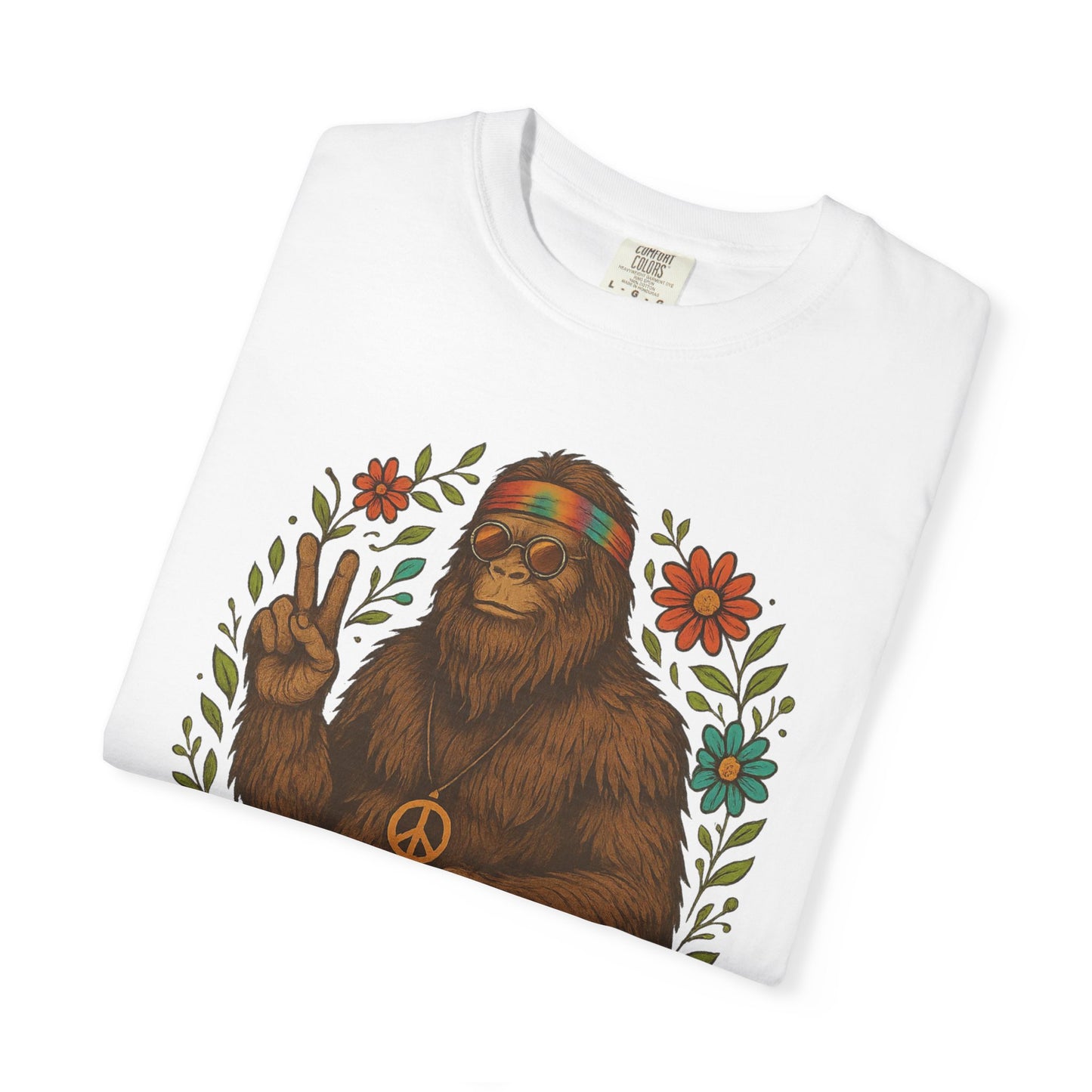 Hippie Sasquatch T-Shirt, Vintage Unisex Tee, Bohemian Style Top - Bigfoot Comfort Colors 1717