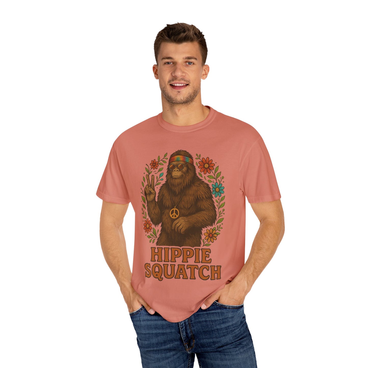 Hippie Sasquatch T-Shirt, Vintage Unisex Tee, Bohemian Style Top - Bigfoot Comfort Colors 1717