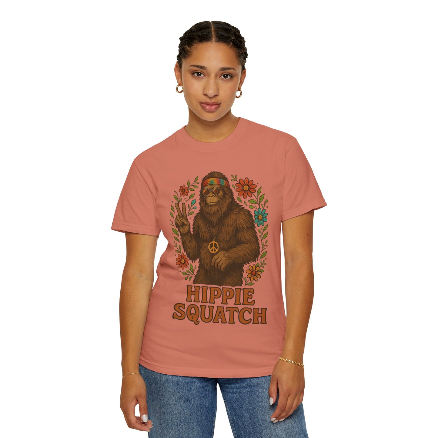 Hippie Sasquatch T-Shirt, Vintage Unisex Tee, Bohemian Style Top - Bigfoot Comfort Colors 1717