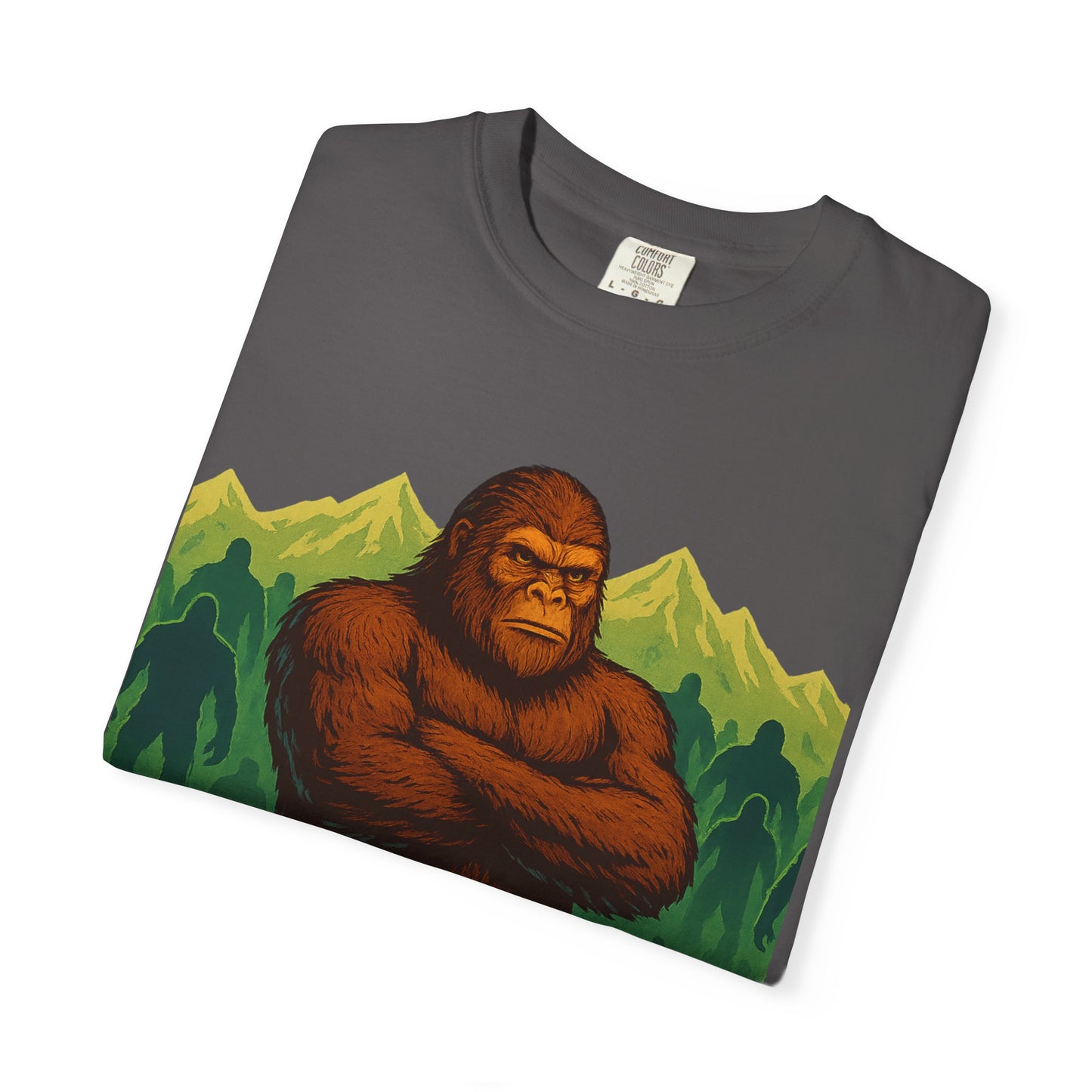 Bigfoot Battalion T-Shirt for Sasquatch Enthusiasts | Mountain Shadow Graphic Tee | Eco-Friendly Unisex Shirt
