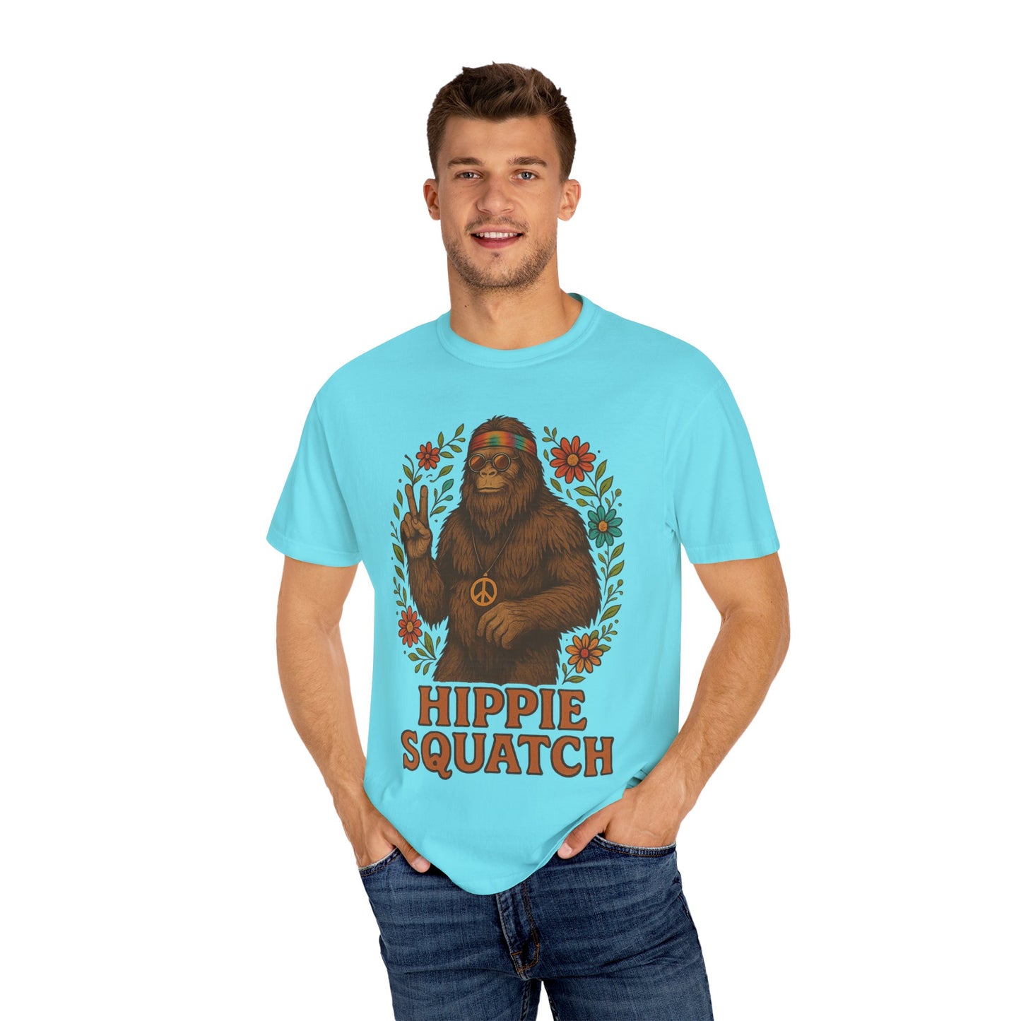 Hippie Sasquatch T-Shirt, Vintage Unisex Tee, Bohemian Style Top - Bigfoot Comfort Colors 1717