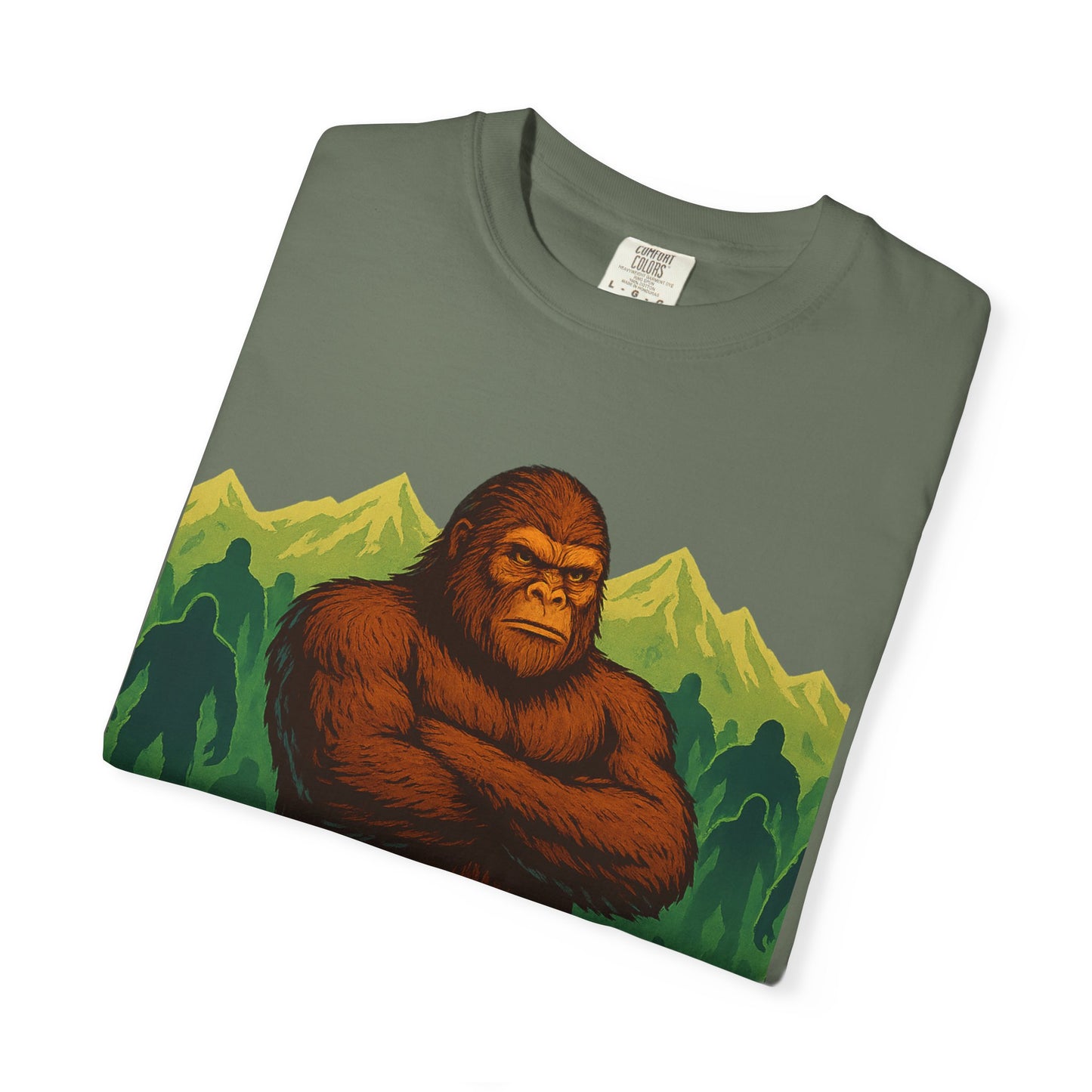 Bigfoot Battalion T-Shirt for Sasquatch Enthusiasts | Mountain Shadow Graphic Tee | Eco-Friendly Unisex Shirt