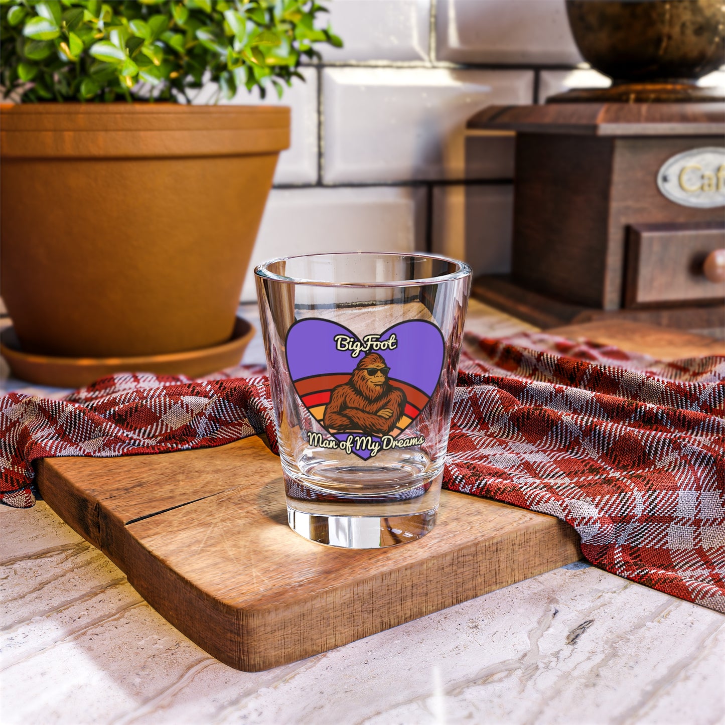 Bigfoot Lover Shot Glass, Cute Gift for Sasquatch Fans, Fun Barware for Parties, Quirky Home Decor, Funny Drinkware