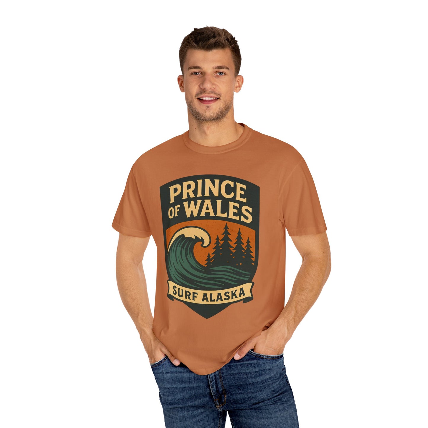 Prince of Wales Alaska Surf T-Shirt | Cold-Water Surf Scene Graphic Tee | Eco-Friendly Unisex Shirt