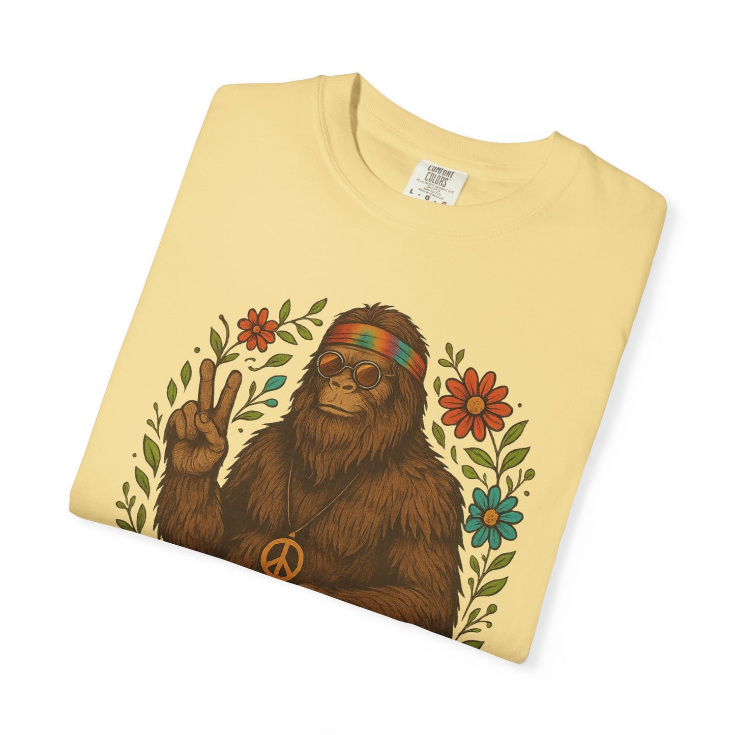 Hippie Sasquatch T-Shirt, Vintage Unisex Tee, Bohemian Style Top - Bigfoot Comfort Colors 1717
