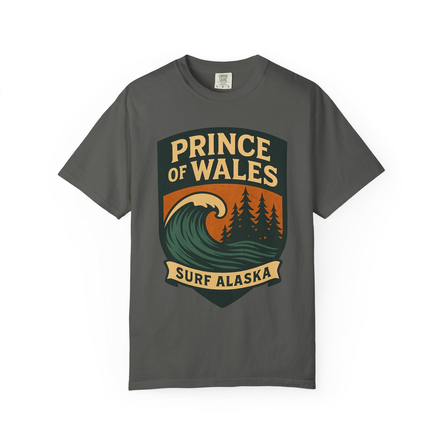 Prince of Wales Alaska Surf T-Shirt | Cold-Water Surf Scene Graphic Tee | Eco-Friendly Unisex Shirt