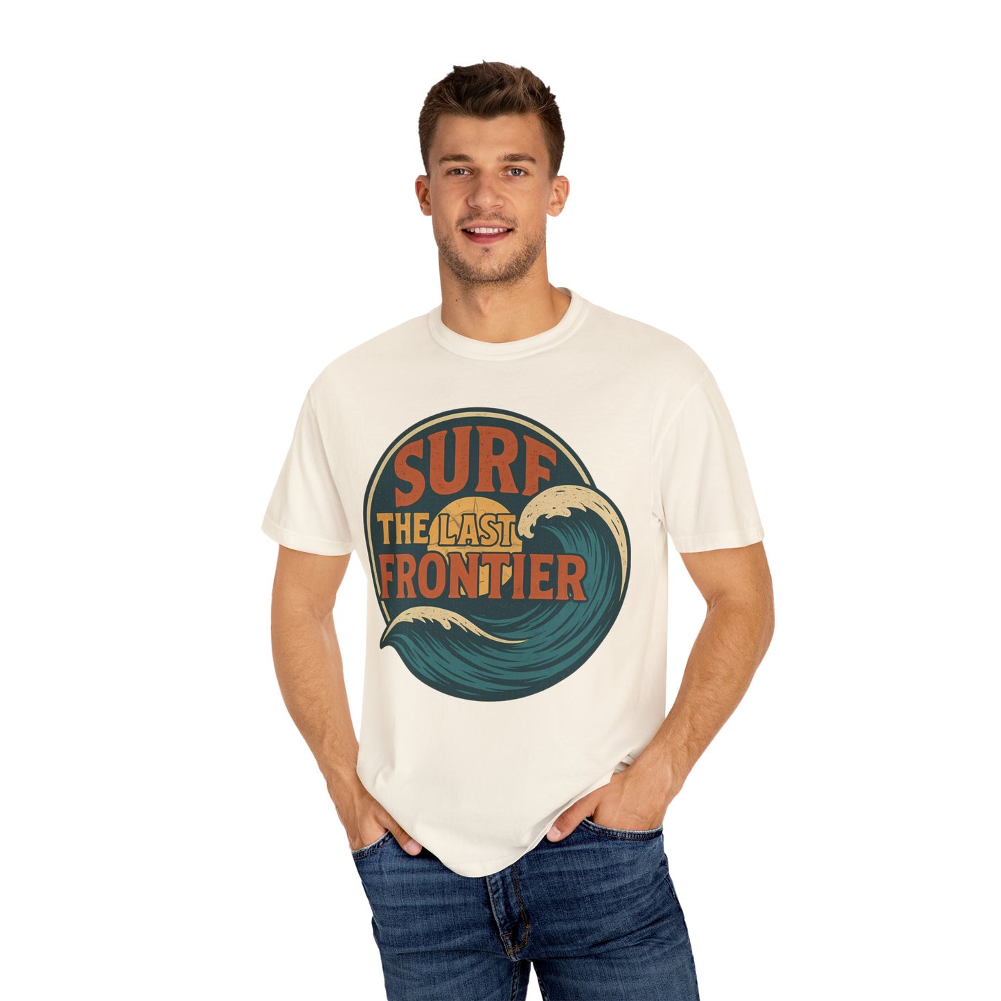 Surf The Last Frontier Vintage T-Shirt – Heavyweight Garment-Dyed 100% Cotton Unisex Tee