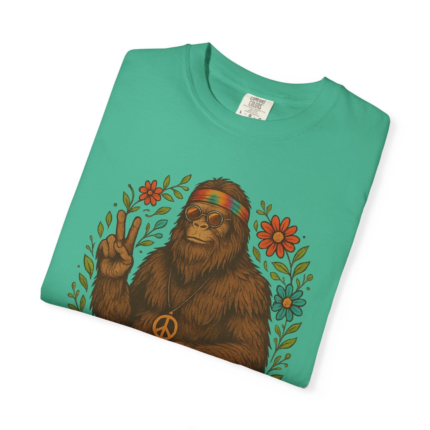 Hippie Sasquatch T-Shirt, Vintage Unisex Tee, Bohemian Style Top - Bigfoot Comfort Colors 1717