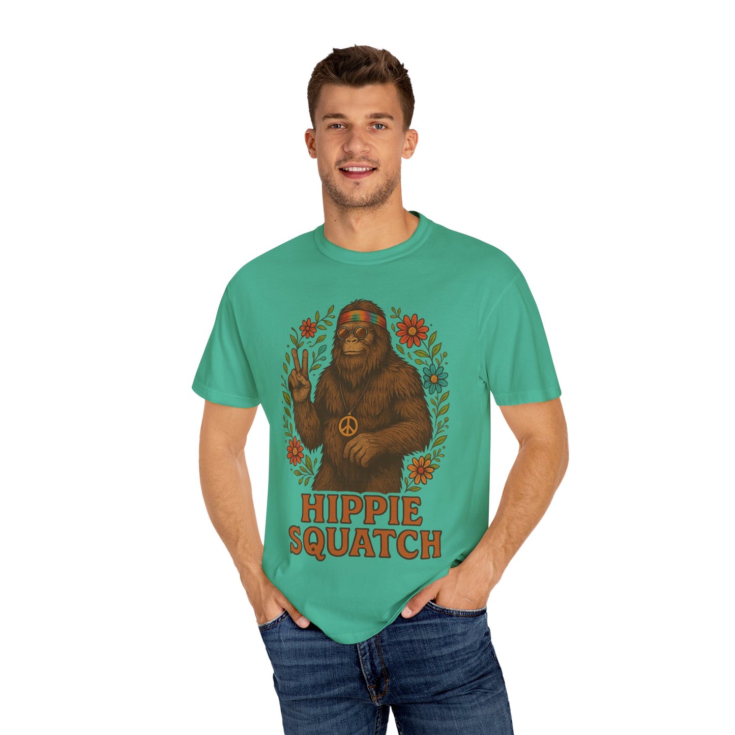 Hippie Sasquatch T-Shirt, Vintage Unisex Tee, Bohemian Style Top - Bigfoot Comfort Colors 1717