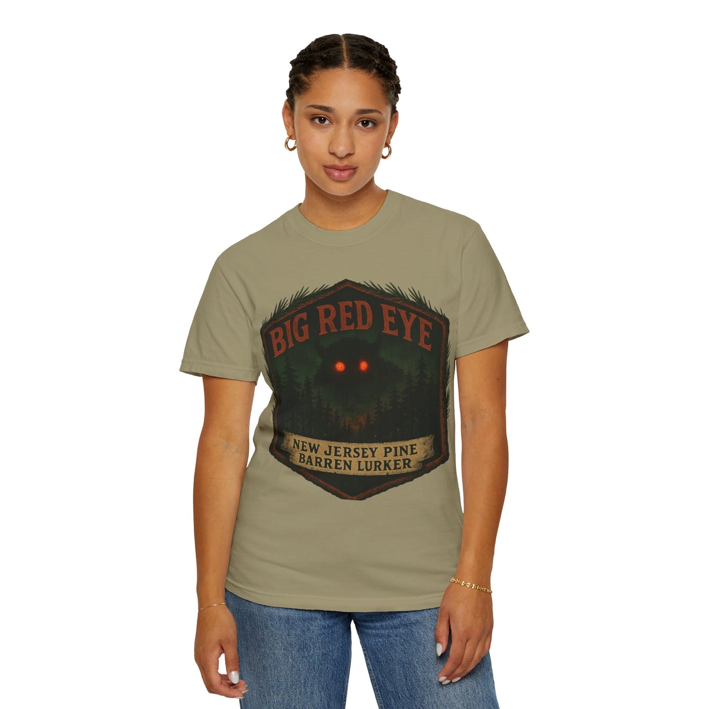 Big Red Eye Pine Barron Lurker - New Jersey Sasquatch - Squatches Around the World Collection - Comfort Colors 1717