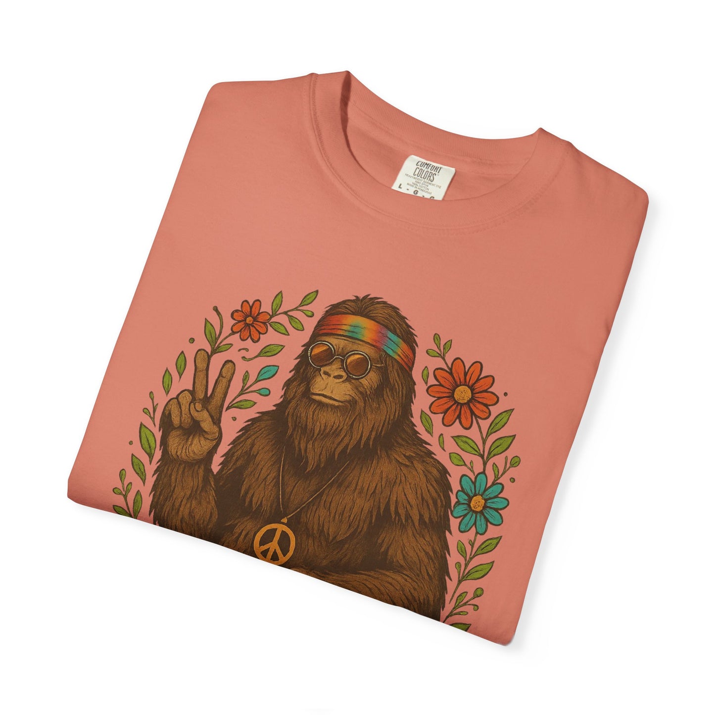 Hippie Sasquatch T-Shirt, Vintage Unisex Tee, Bohemian Style Top - Bigfoot Comfort Colors 1717