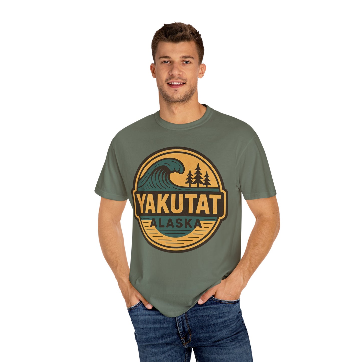 Yakutat, Alaska Cold-Water Surfing T-Shirt, Southeast Alaskan Adventure Unisex Tee - Alaskan Tlingit Heritage