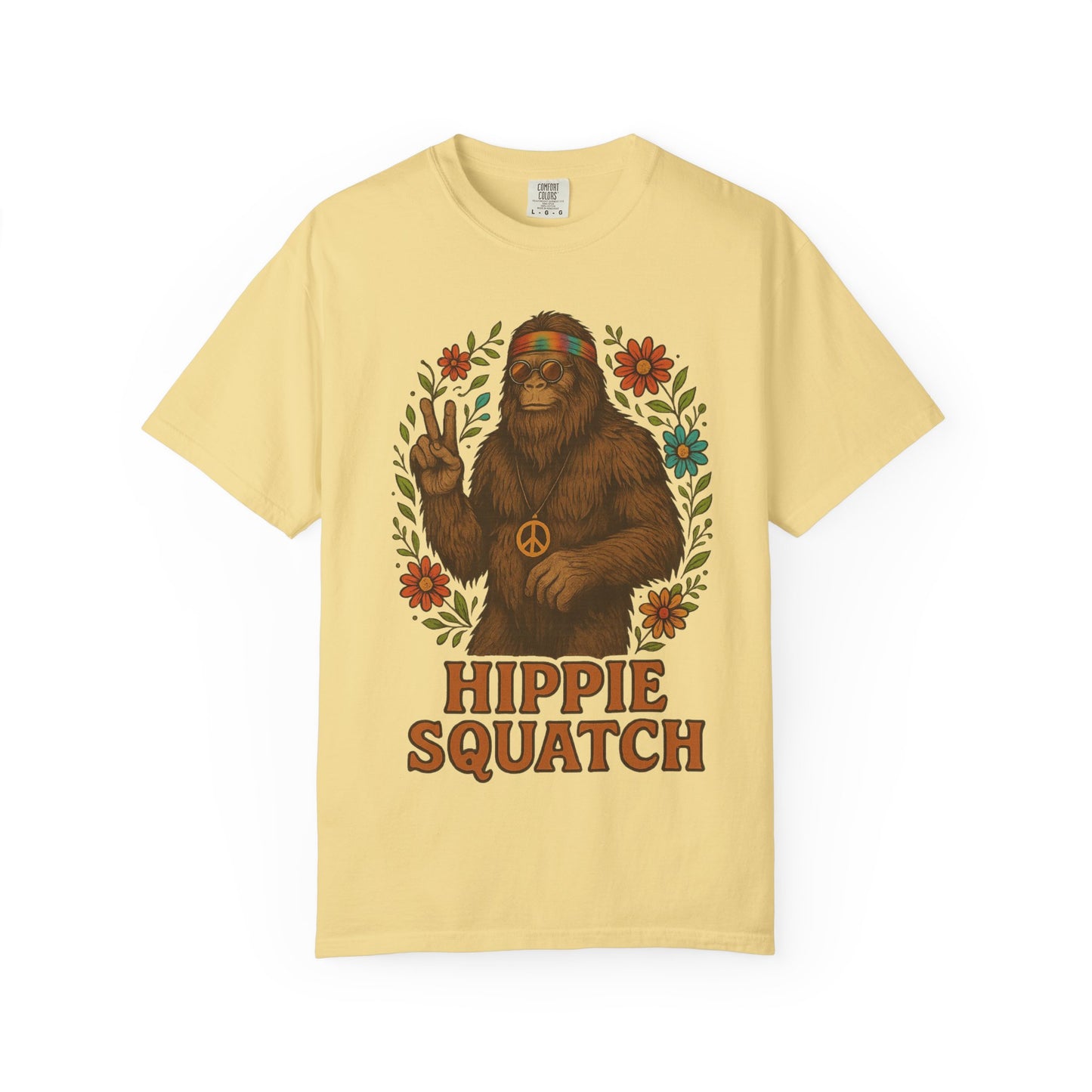 Hippie Sasquatch T-Shirt, Vintage Unisex Tee, Bohemian Style Top - Bigfoot Comfort Colors 1717