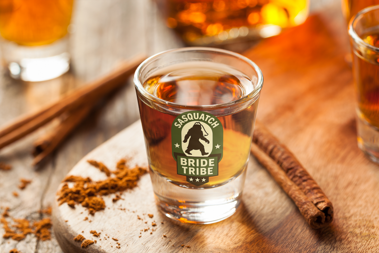 Sasquatch Bride Tribe Shot Glass, Fun Bachelorette Party Favor, Unique Wedding Keepsake, Bridal Shower Gift, Bigfoot Lover Drinkware