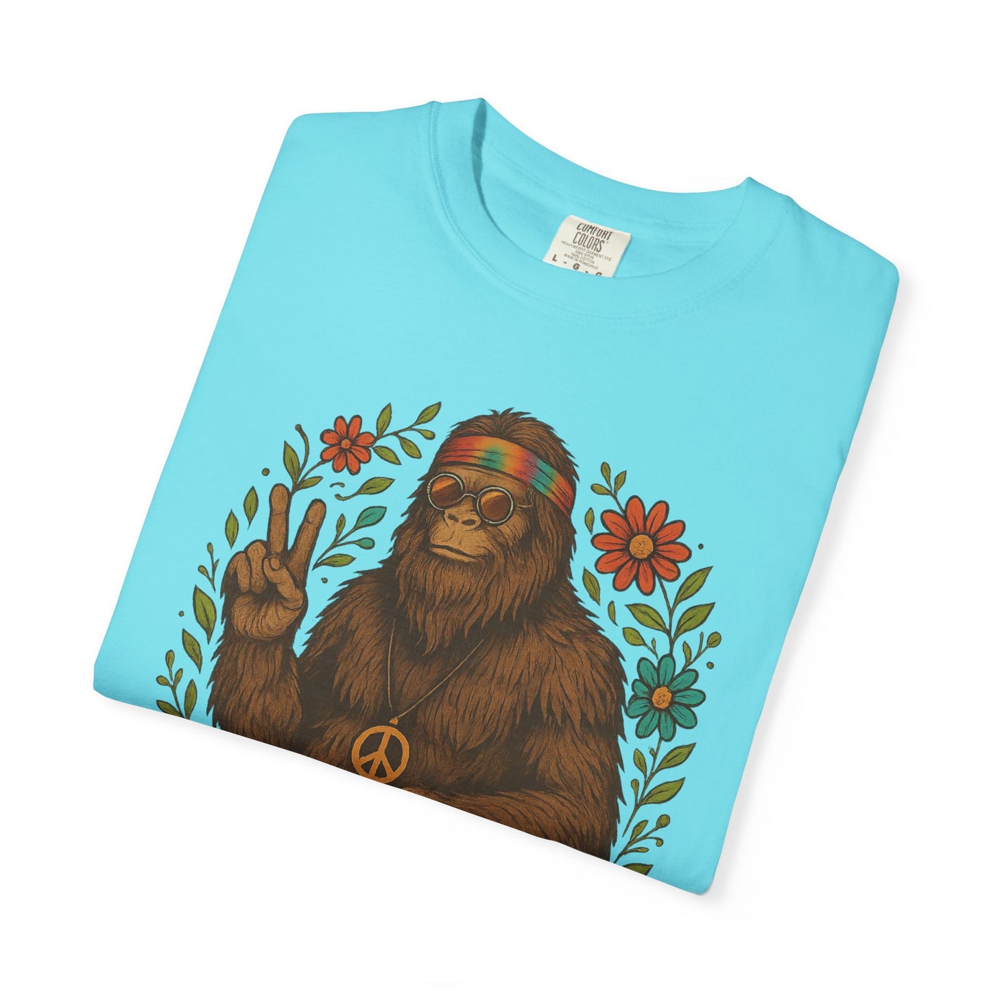 Hippie Sasquatch T-Shirt, Vintage Unisex Tee, Bohemian Style Top - Bigfoot Comfort Colors 1717