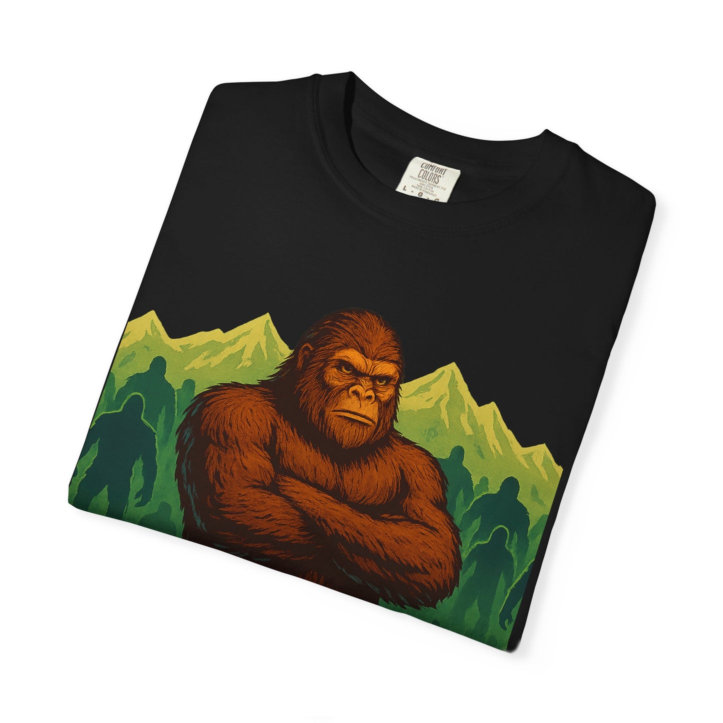 Bigfoot Battalion T-Shirt for Sasquatch Enthusiasts | Mountain Shadow Graphic Tee | Eco-Friendly Unisex Shirt