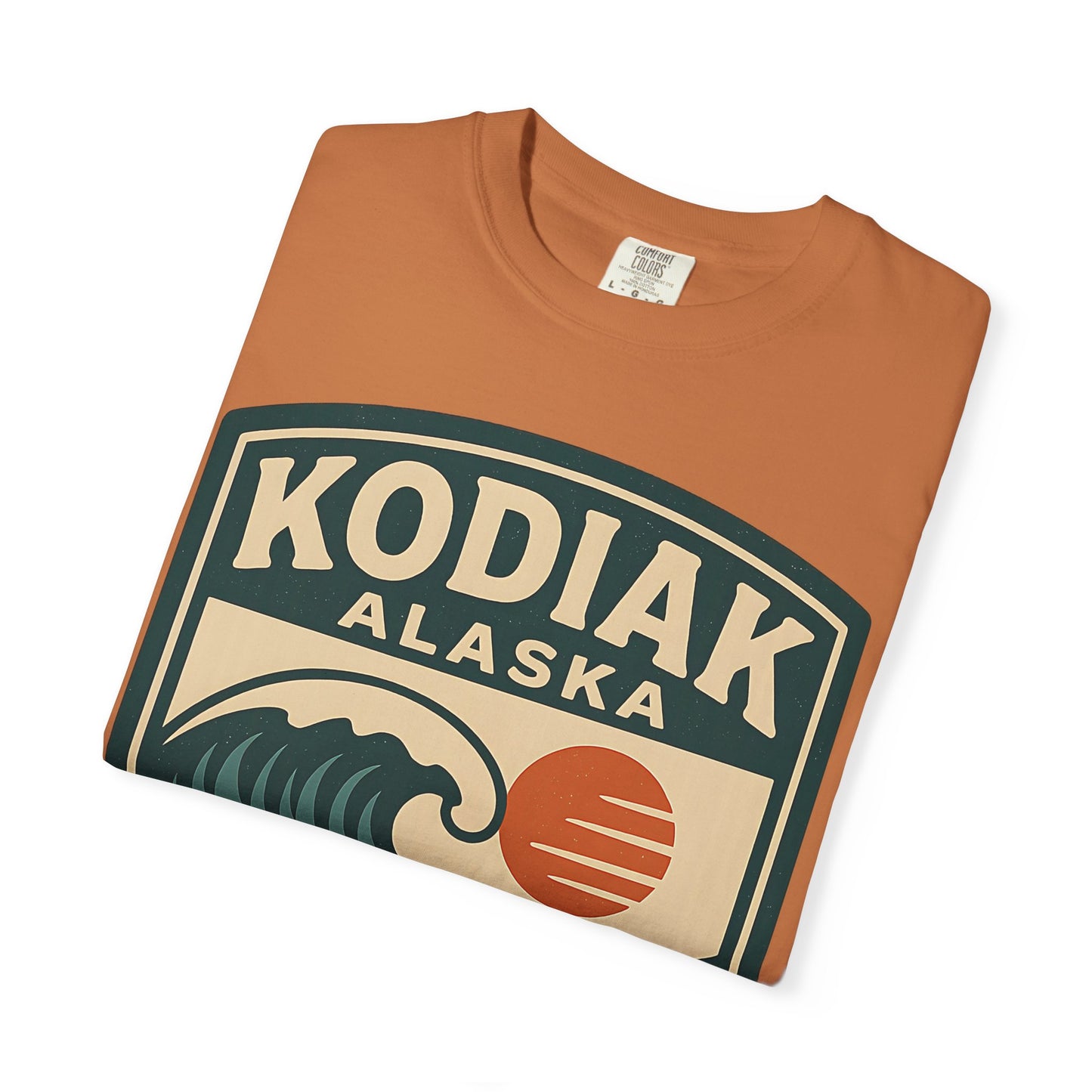 Vintage Kodiak Alaska Surfing T-Shirt – Garment-Dyed Heavyweight 100% Cotton Short Sleeve Tee - Retro Surf Design