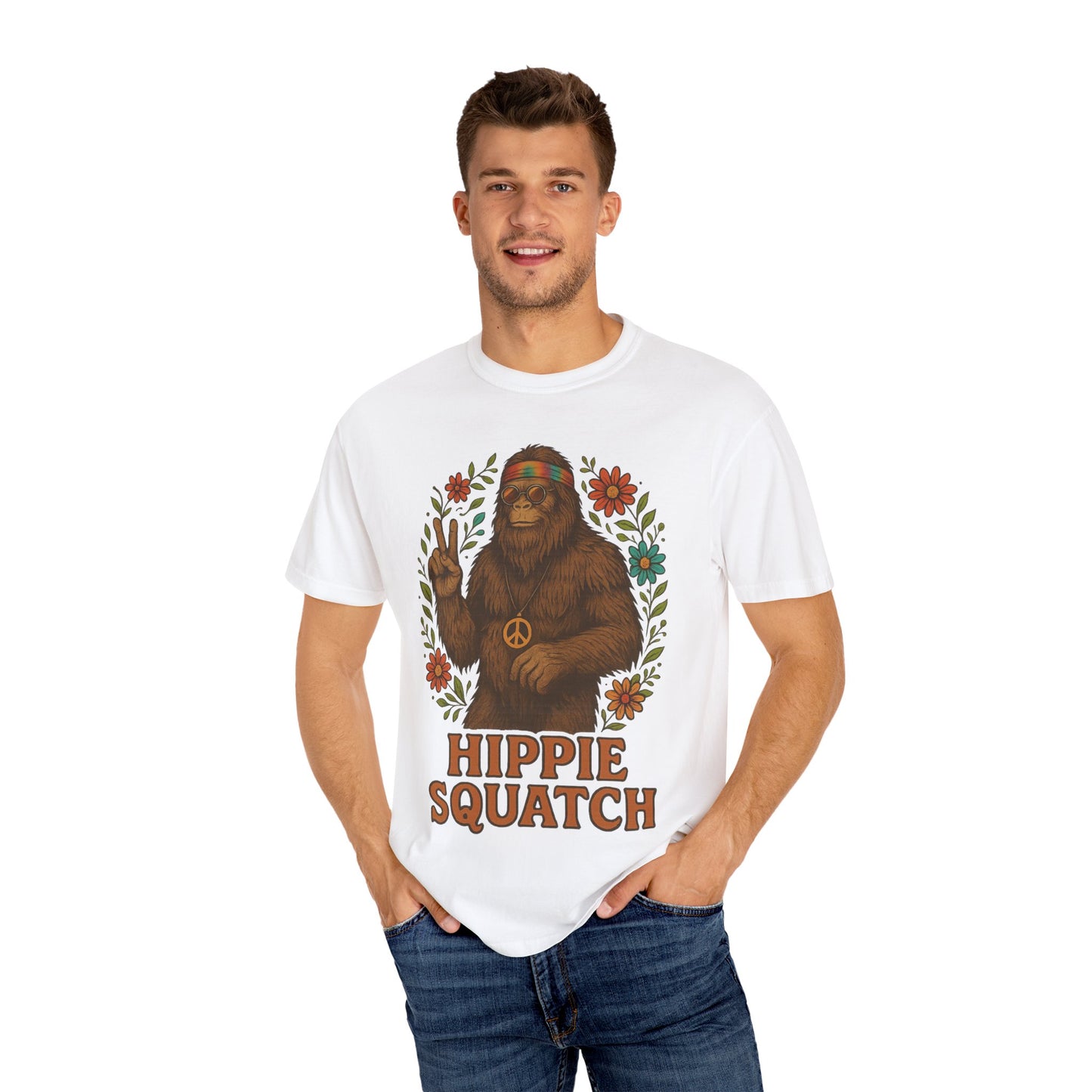 Hippie Sasquatch T-Shirt, Vintage Unisex Tee, Bohemian Style Top - Bigfoot Comfort Colors 1717