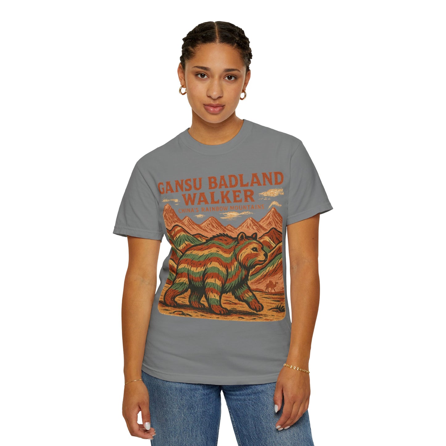 Gansu Badland Walker T-Shirt | Adventure Graphic Tee | Nature Lover Gift | Unisex Casual Wear | Outdoor Enthusiast Apparel