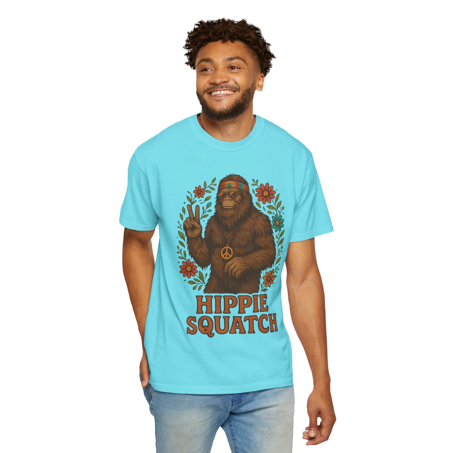 Hippie Sasquatch T-Shirt, Vintage Unisex Tee, Bohemian Style Top - Bigfoot Comfort Colors 1717