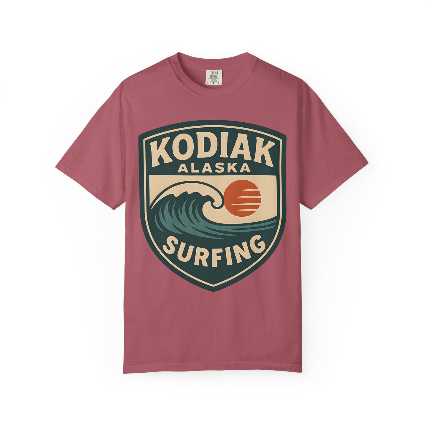 Vintage Kodiak Alaska Surfing T-Shirt – Garment-Dyed Heavyweight 100% Cotton Short Sleeve Tee - Retro Surf Design