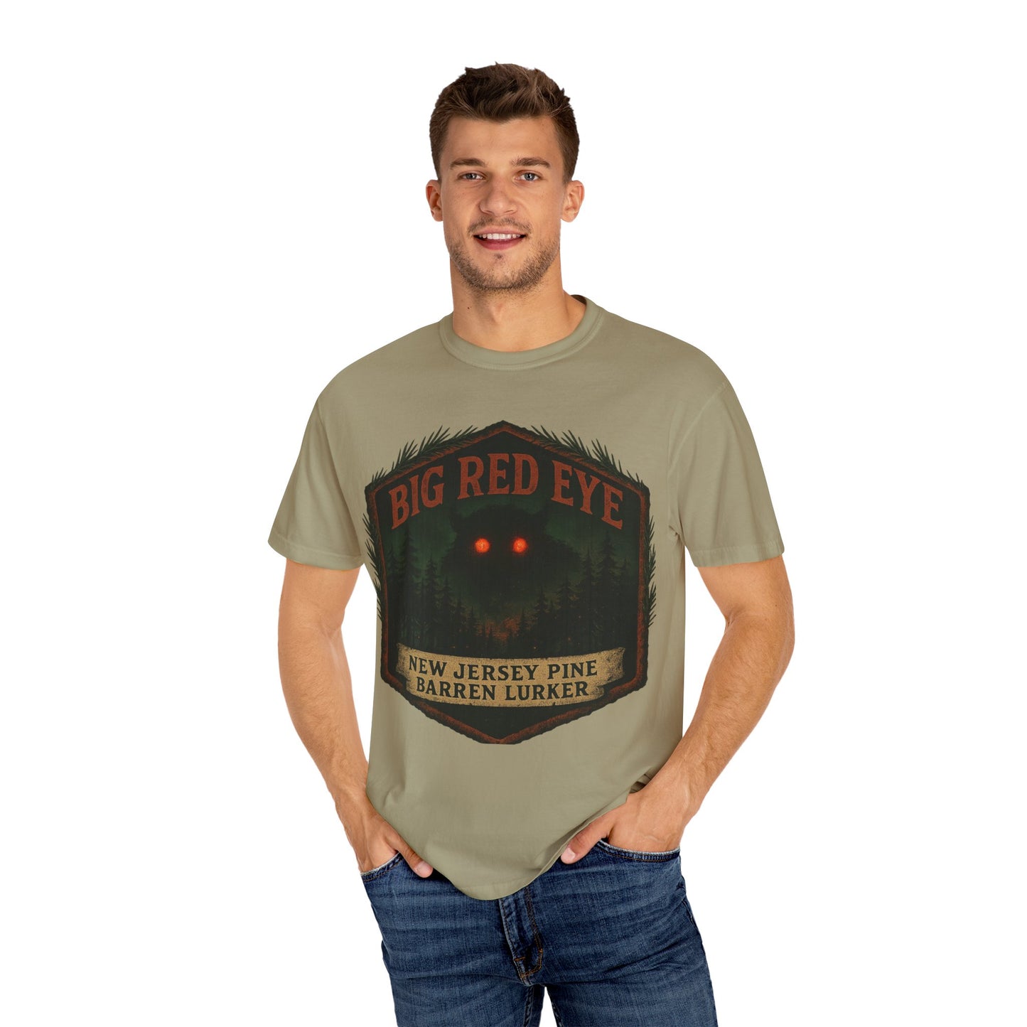 Big Red Eye Pine Barron Lurker - New Jersey Sasquatch - Squatches Around the World Collection - Comfort Colors 1717