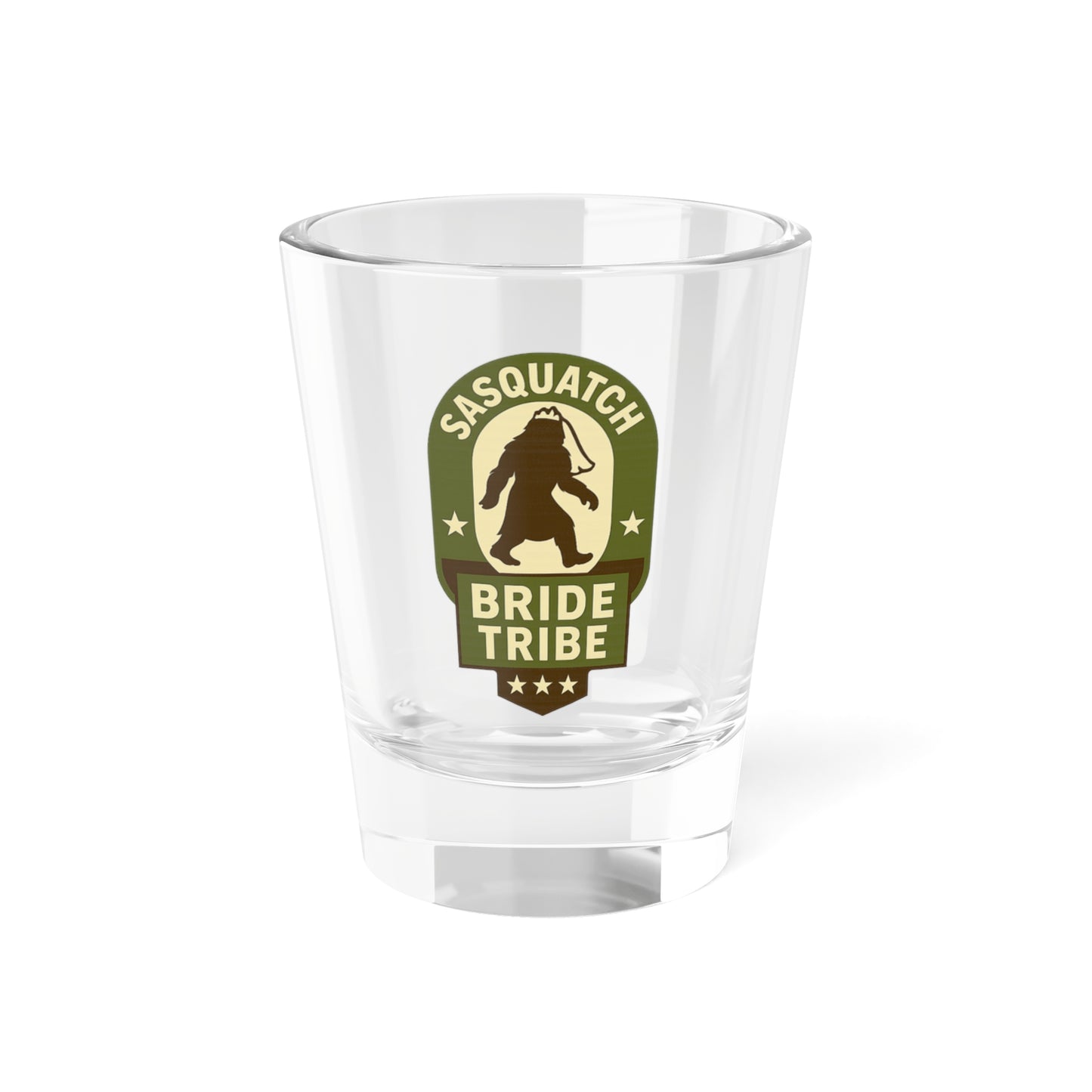 Sasquatch Bride Tribe Shot Glass, Fun Bachelorette Party Favor, Unique Wedding Keepsake, Bridal Shower Gift, Bigfoot Lover Drinkware