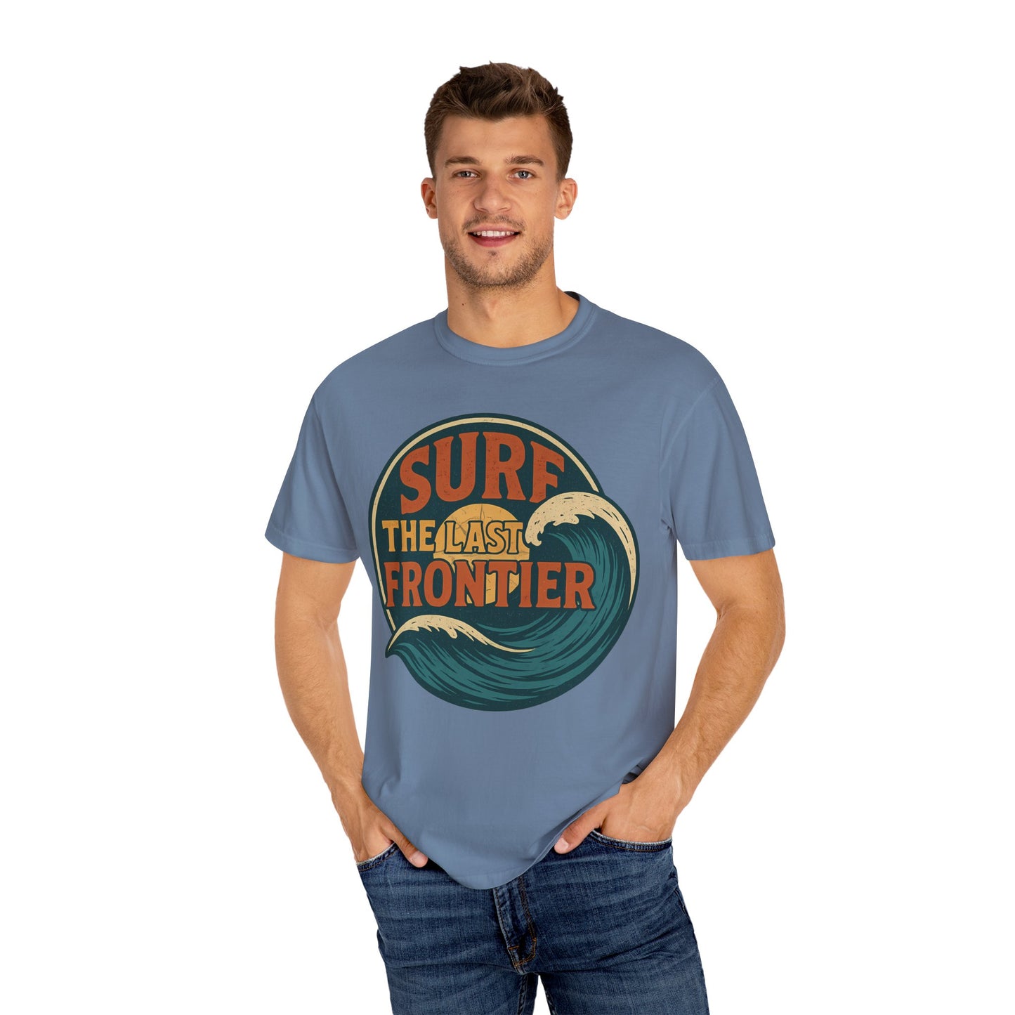 Surf The Last Frontier Vintage T-Shirt – Heavyweight Garment-Dyed 100% Cotton Unisex Tee