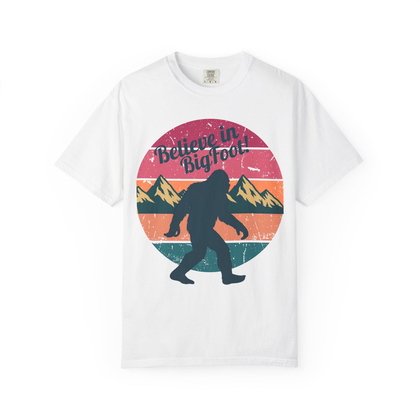 Believe in Bigfoot T-Shirt - Vintage Retro Sasquatch Tee - Outdoor Adventure Bigfoot Shirt - Unisex Garment-Dyed