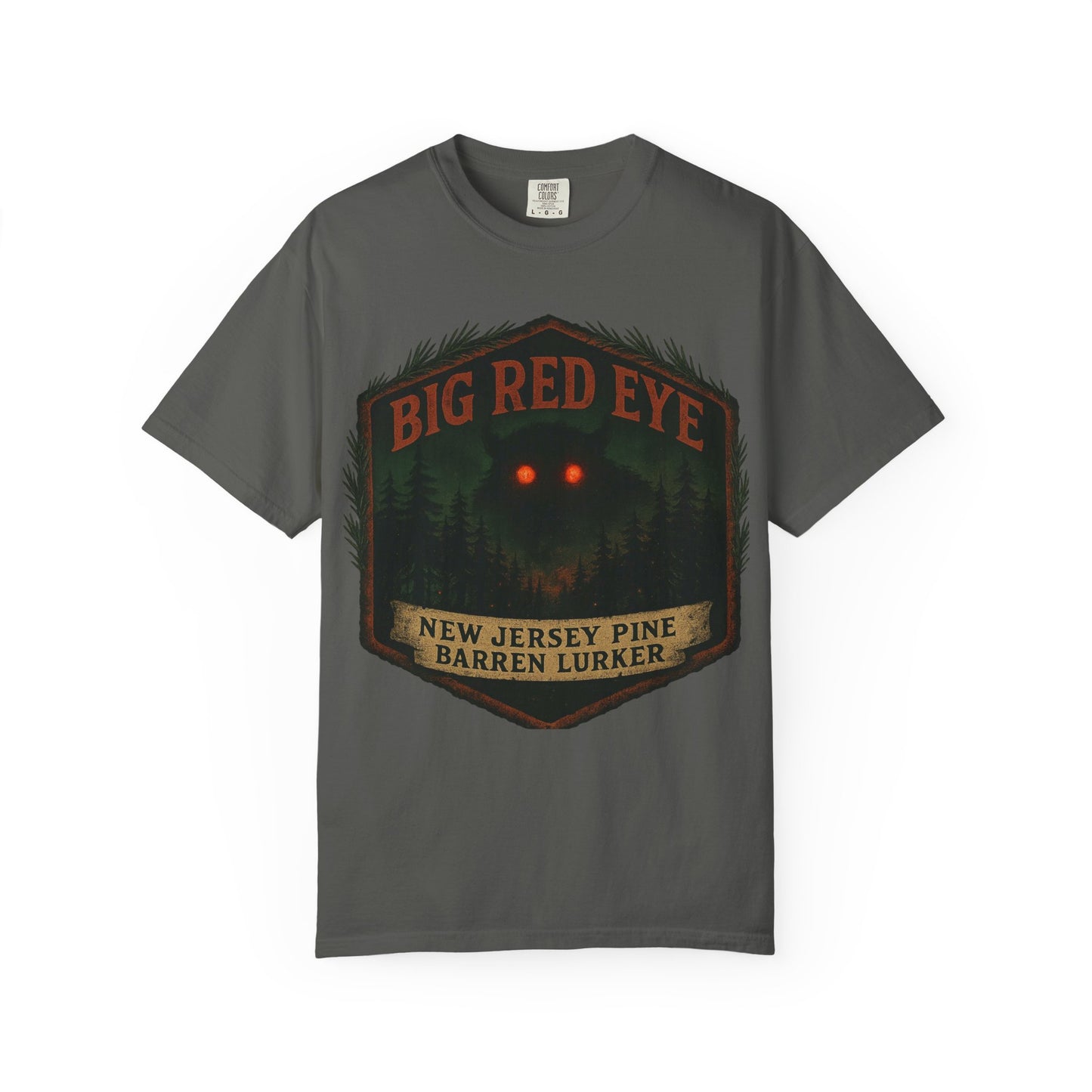Big Red Eye Pine Barron Lurker - New Jersey Sasquatch - Squatches Around the World Collection - Comfort Colors 1717