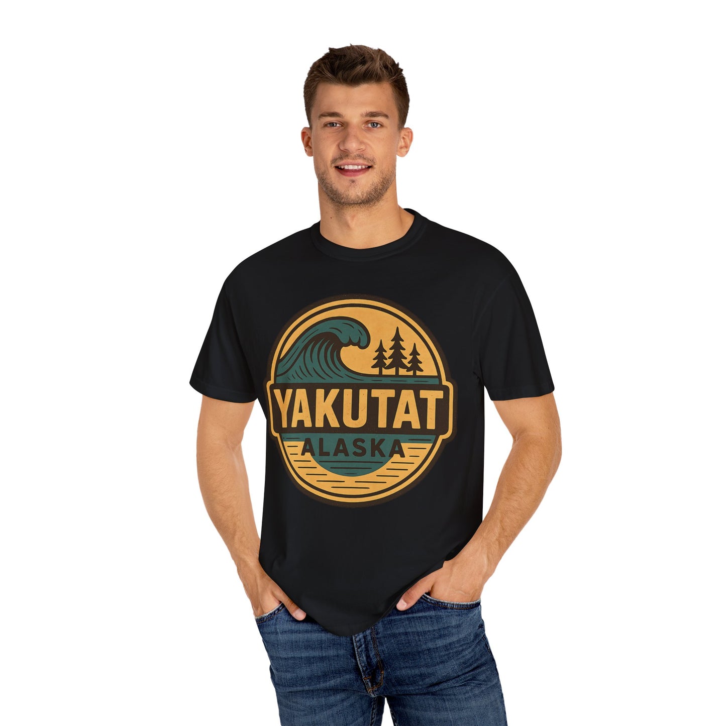 Yakutat, Alaska Cold-Water Surfing T-Shirt, Southeast Alaskan Adventure Unisex Tee - Alaskan Tlingit Heritage