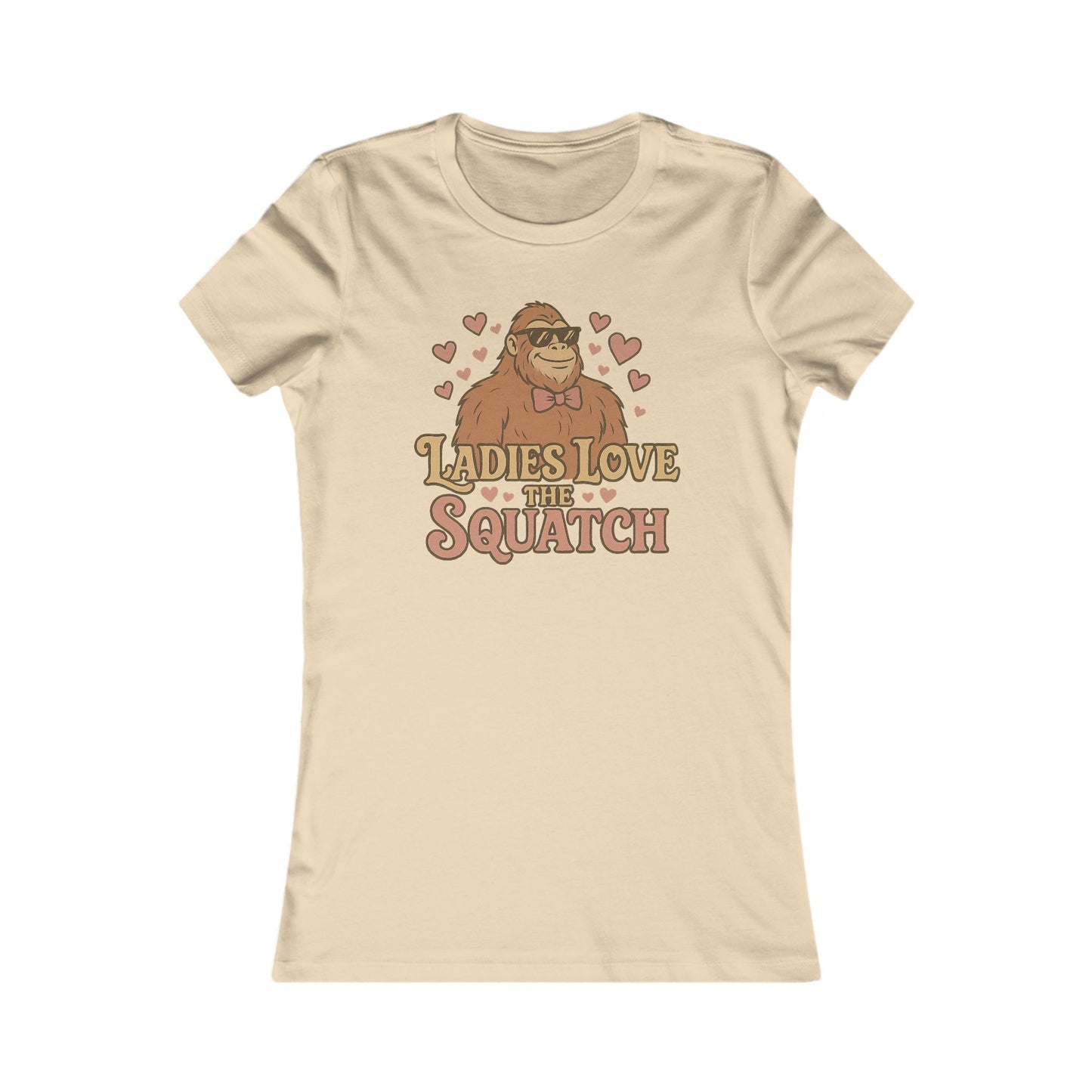 Title: Ladies Love the Squatch Women's T-Shirt - Funny Bigfoot Romance Tee - Bella+Canvas Favorite Tee