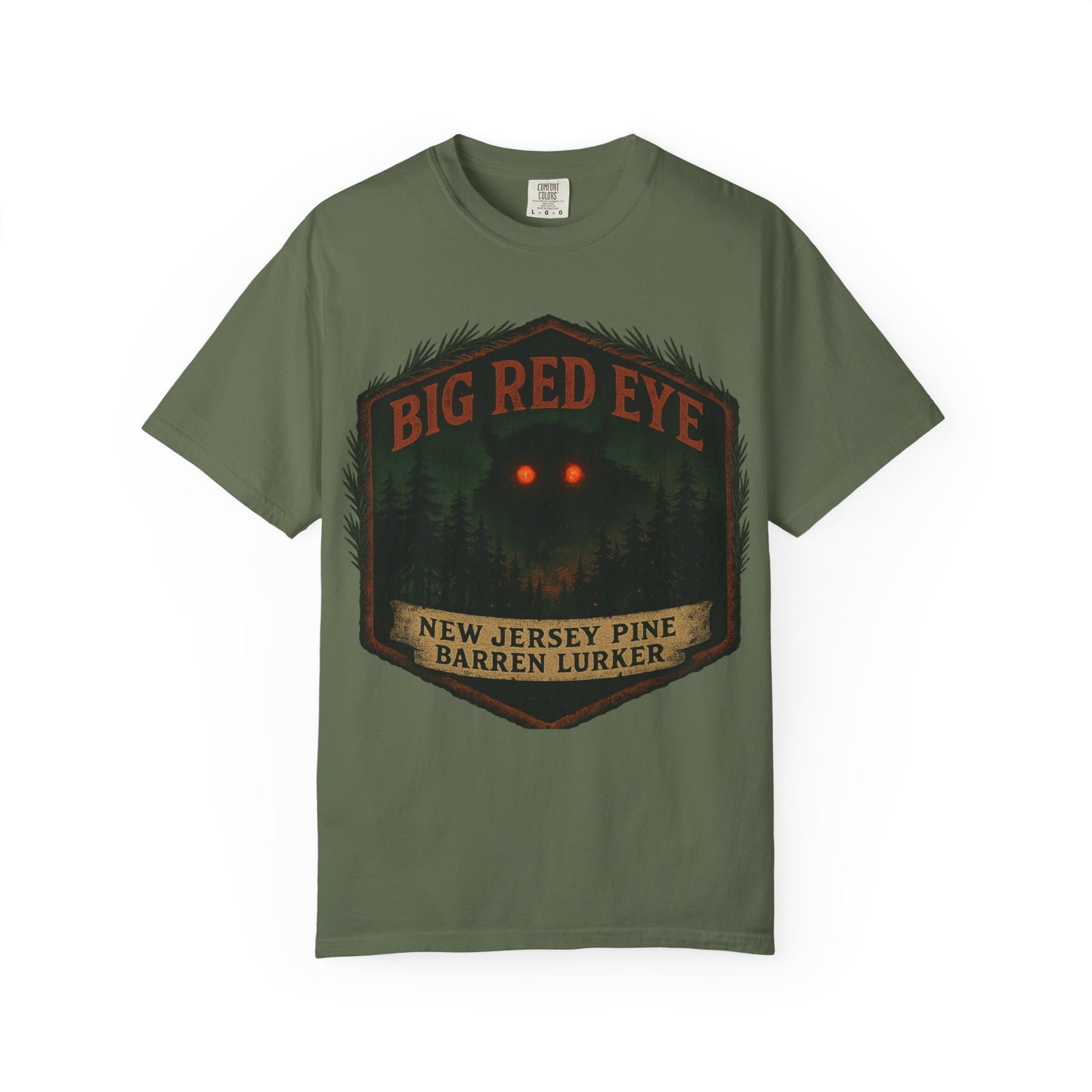 Big Red Eye Pine Barron Lurker - New Jersey Sasquatch - Squatches Around the World Collection - Comfort Colors 1717