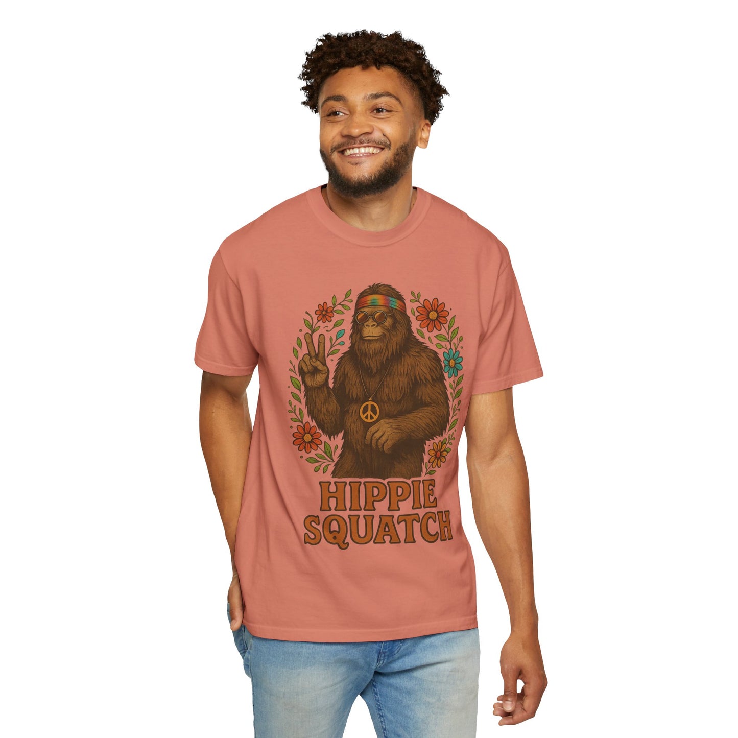 Hippie Sasquatch T-Shirt, Vintage Unisex Tee, Bohemian Style Top - Bigfoot Comfort Colors 1717