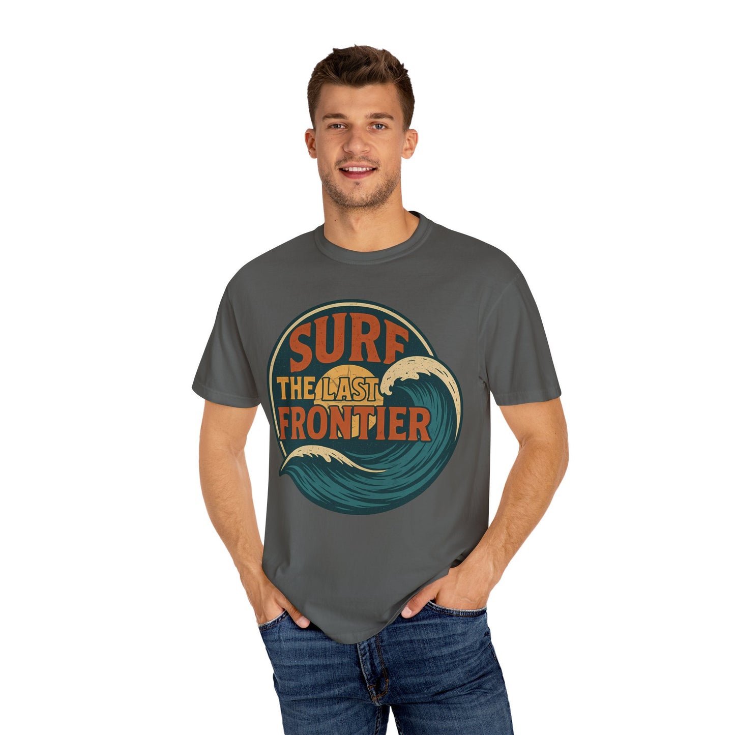 Surf The Last Frontier Vintage T-Shirt – Heavyweight Garment-Dyed 100% Cotton Unisex Tee