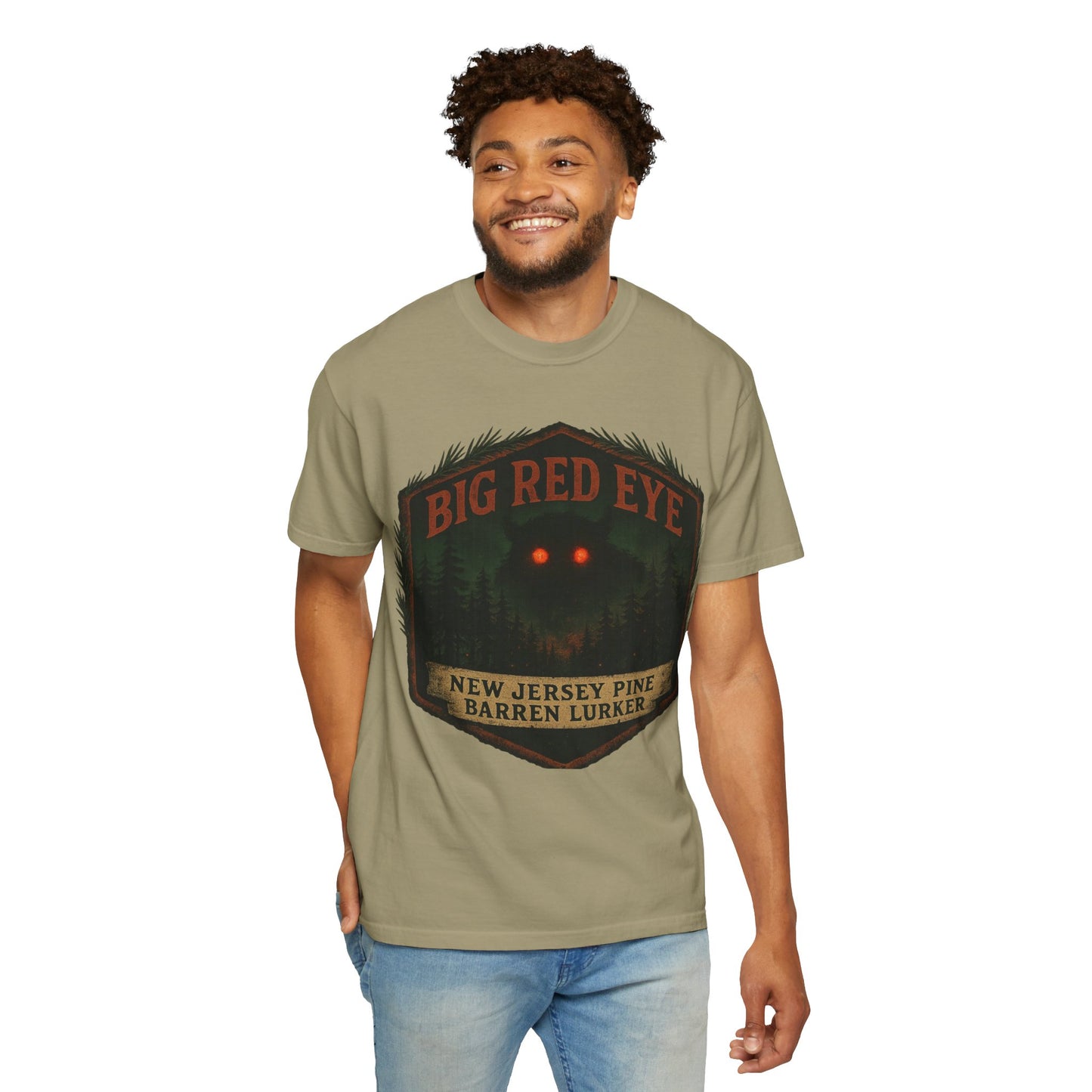 Big Red Eye Pine Barron Lurker - New Jersey Sasquatch - Squatches Around the World Collection - Comfort Colors 1717