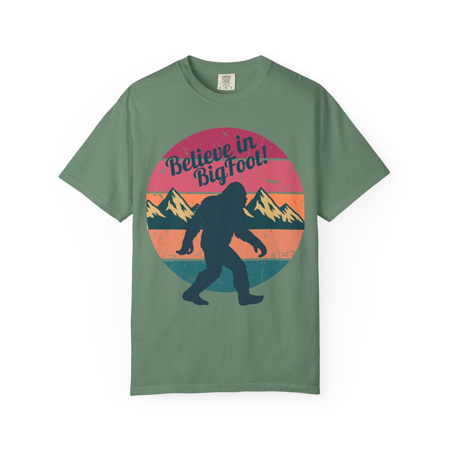 Believe in Bigfoot T-Shirt - Vintage Retro Sasquatch Tee - Outdoor Adventure Bigfoot Shirt - Unisex Garment-Dyed