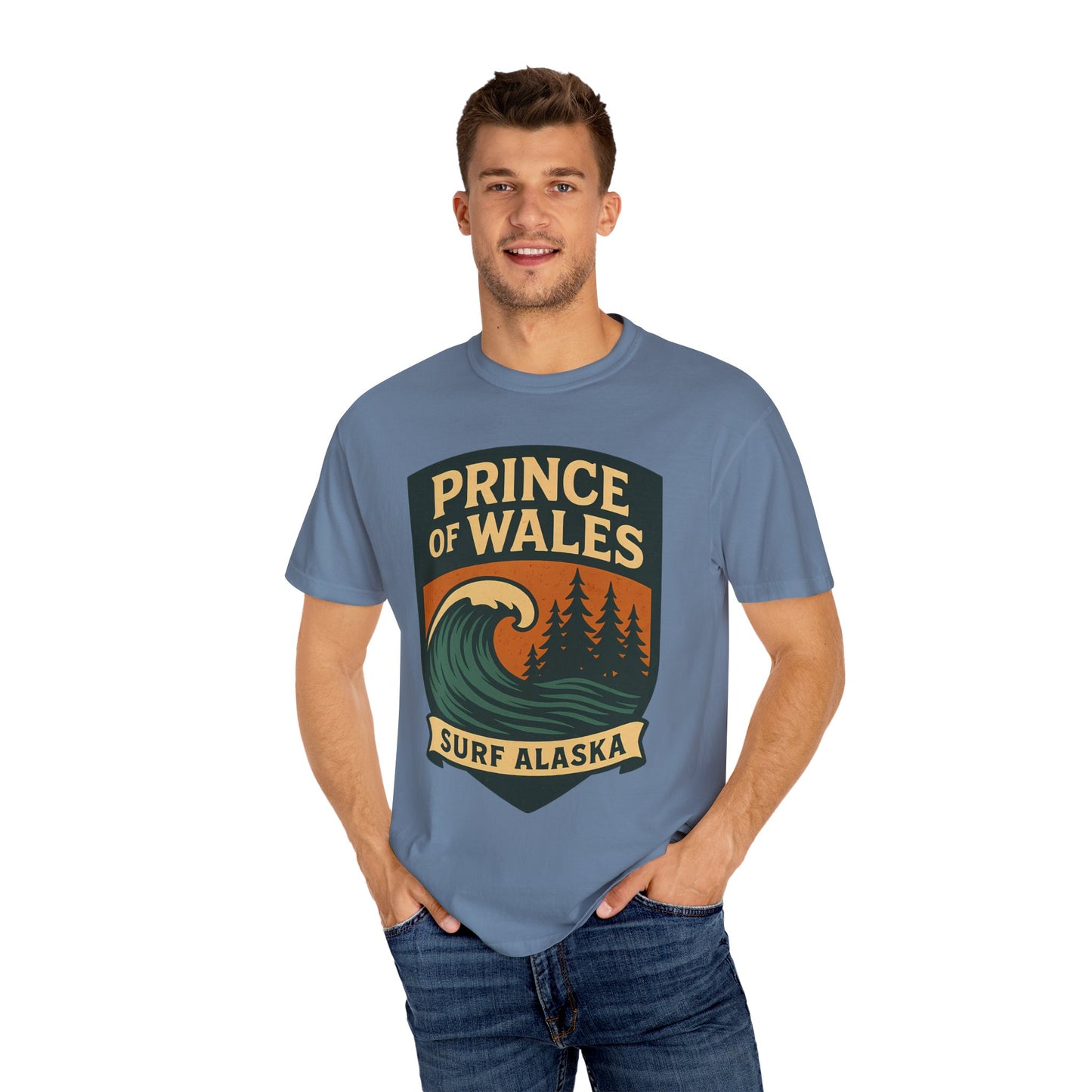 Prince of Wales Alaska Surf T-Shirt | Cold-Water Surf Scene Graphic Tee | Eco-Friendly Unisex Shirt