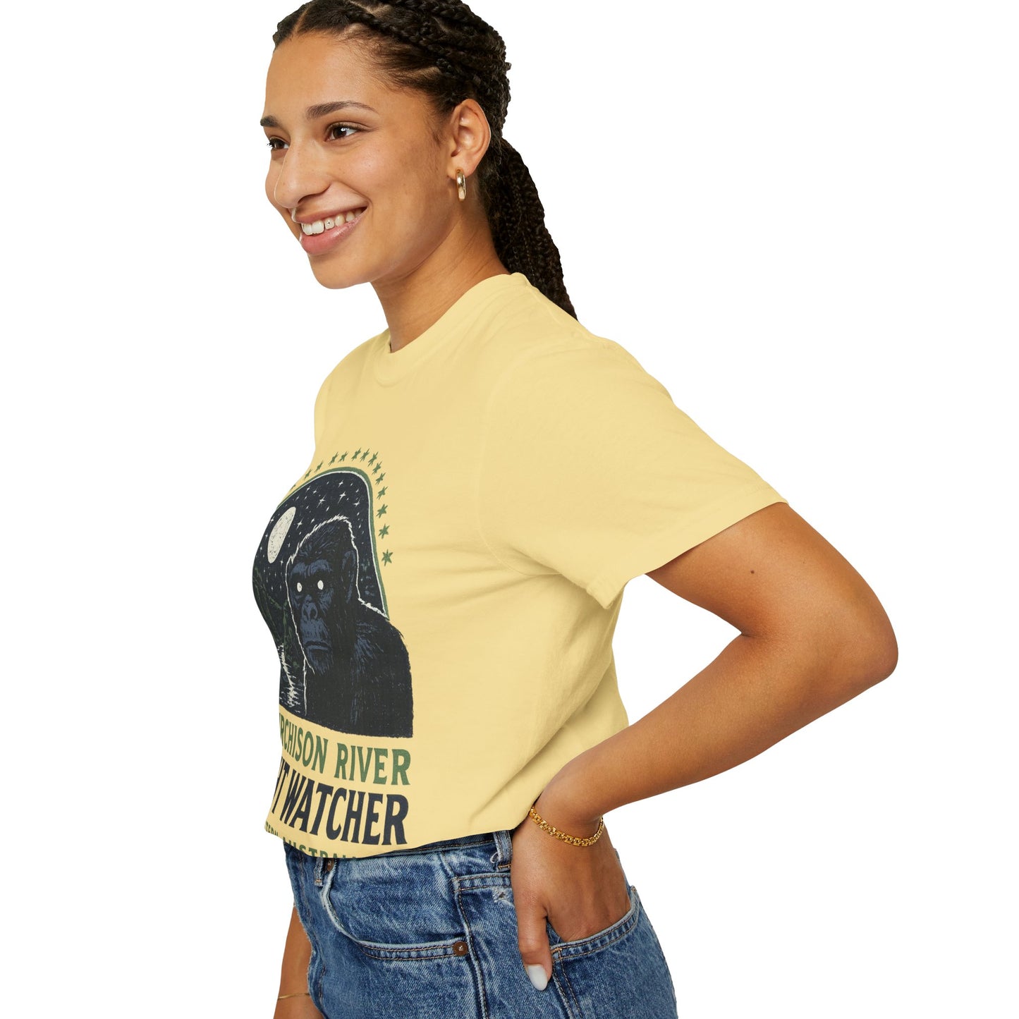 Night Watcher T-Shirt, Unisex Garment-Dyed Tee, Gorilla Graphic Shirt, Adventure Apparel, Casual Wear, Gift for Nature Lovers