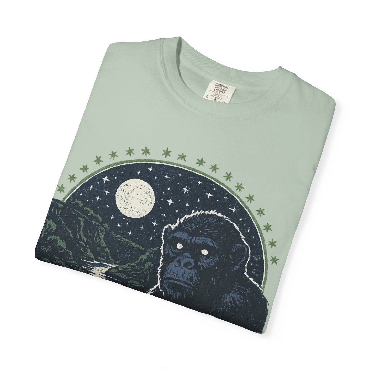 Night Watcher T-Shirt, Unisex Garment-Dyed Tee, Gorilla Graphic Shirt, Adventure Apparel, Casual Wear, Gift for Nature Lovers